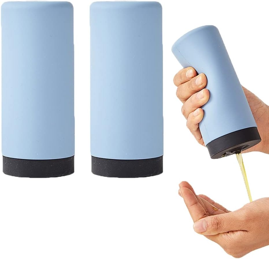 2 PCS Liquid Dish Soap Dispenser Squeeze Bottle,Silicone Squeeze Soap Dispenser Divided Bottle for Dishwashing Liquid,Conditioner Etc,Easy to Use,Easy to Refill Black & Gray