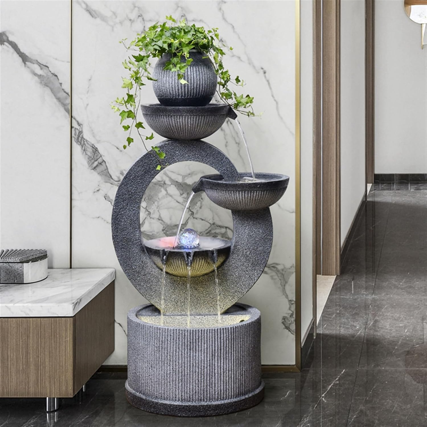 Outdoor Fountain Simple Modern Automatic Water Circulation System Floor Decoration, Living Room Courtyard Fountain Fish Pond Landscape