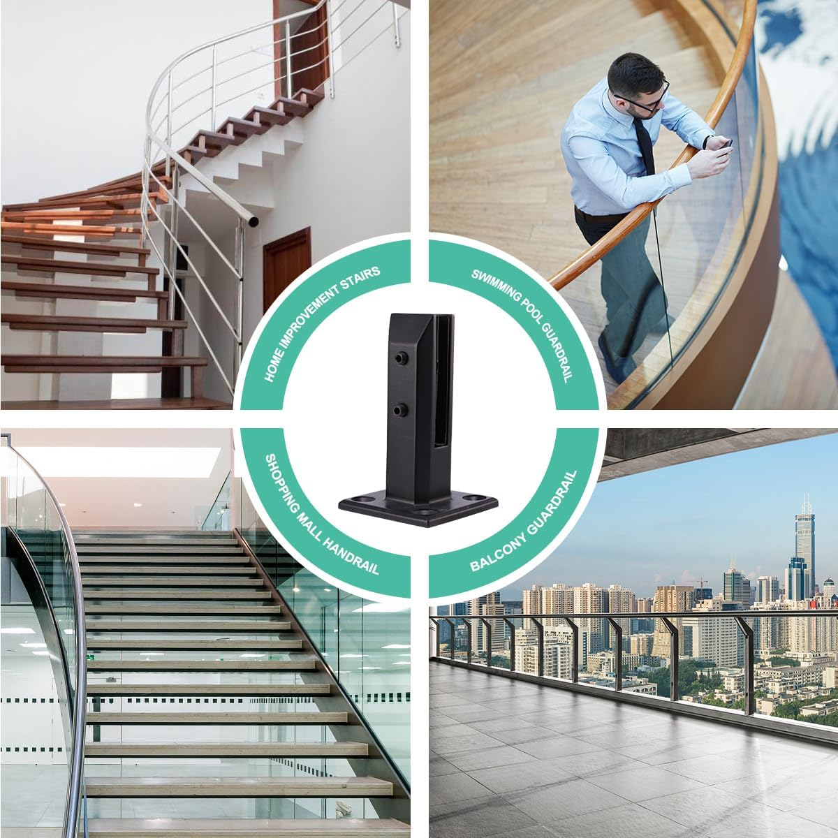 DOITOOL Stainless Steel Glass Spigots Pool Fence Spigot Clamp,Glass Railing Clamps Glass Fixing Tool Glass Floor Clamp for Balcony,Garden,Stair