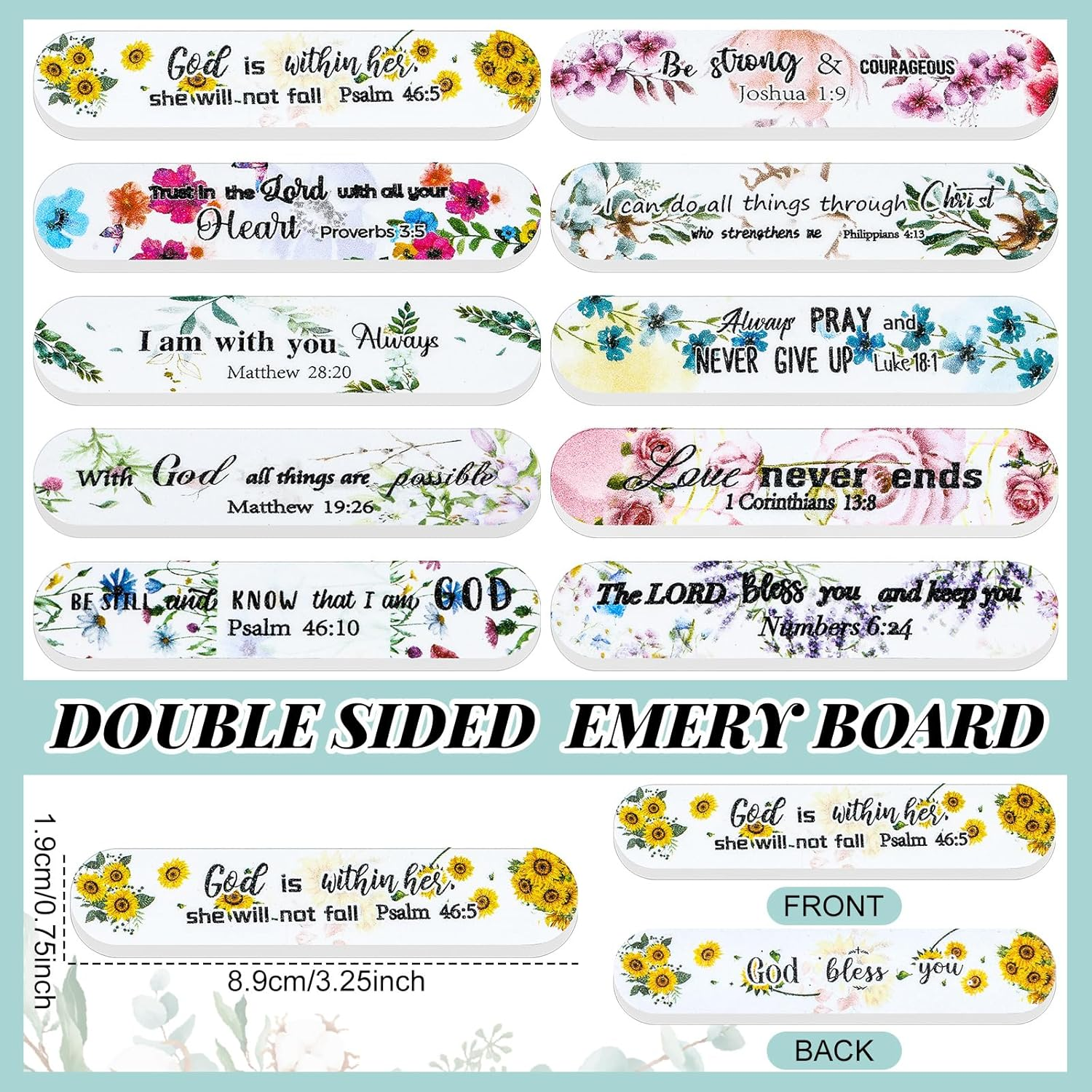 Lanties 50 Pack Christian Gifts for Women Scripture Mini Nail Files Christian Party Favors Bible Verse Emery Boards Religious Small Gifts for Teacher Mother Employee Staff Coworkers Office Supplies