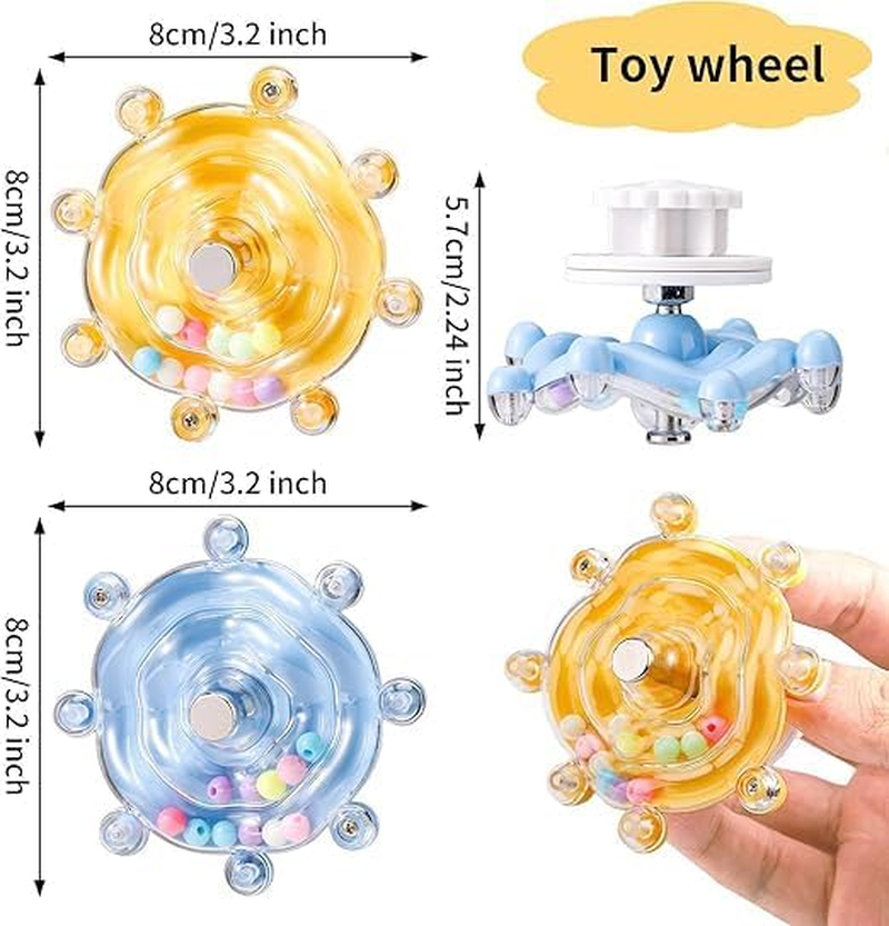 Fokmuaex 2 Pack Natural Wood Parrot Toys with Spinner Wheels - Interactive Bird Cage Accessories for Chewing, Exercise & Foraging, Colorful Spinning Rattles for Conures, Cockatiels, Parakeets image number 2