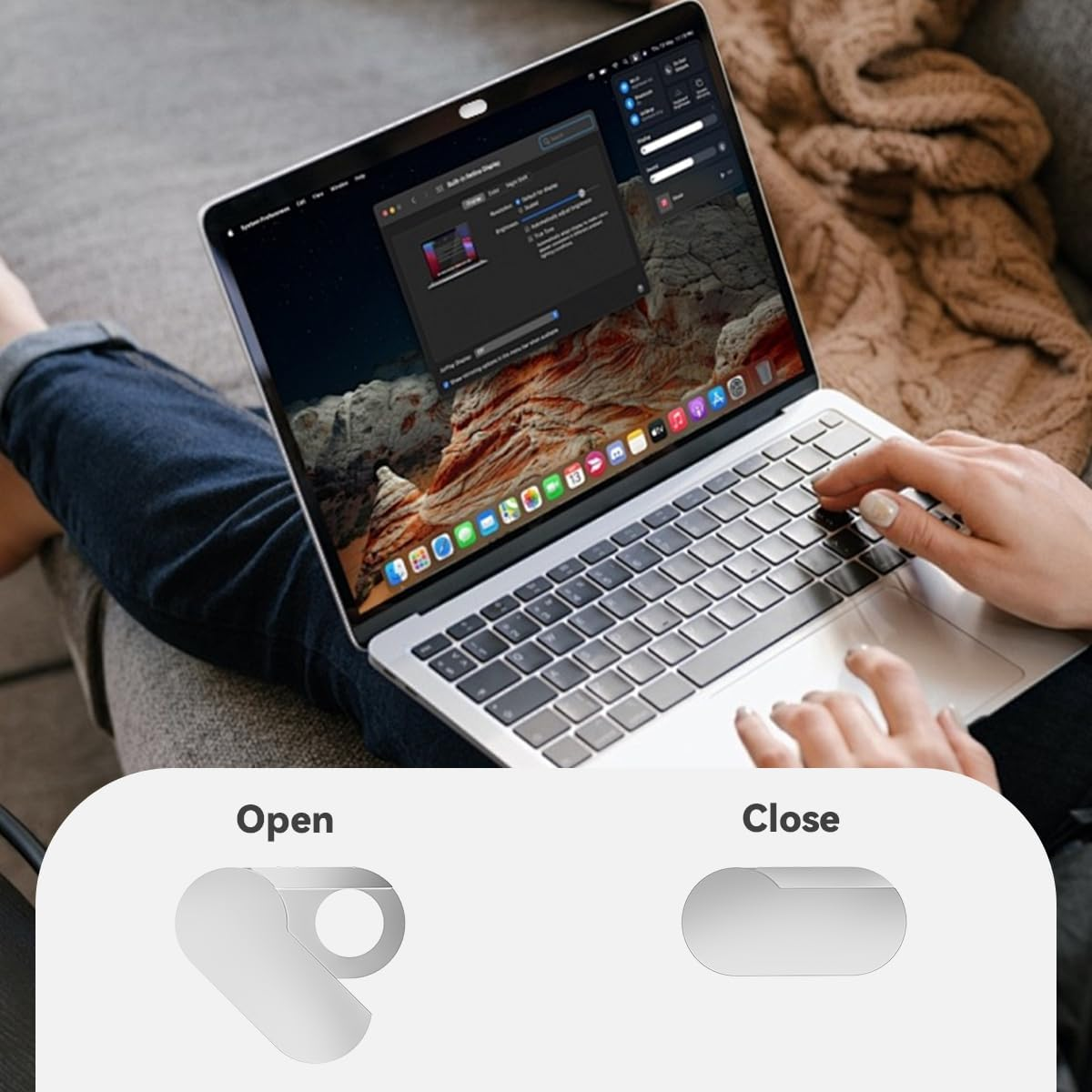 Cloudvalley Webcam Cover, Durable Metal 0.015 Inch Ultra-Thin Web Laptop Privacy Camera Covers for Macbook Air Pro, Ipad PC, Iphone Pad Smartphones, Flip Computer Accessories, 2-Pack Silver - Black image number 3