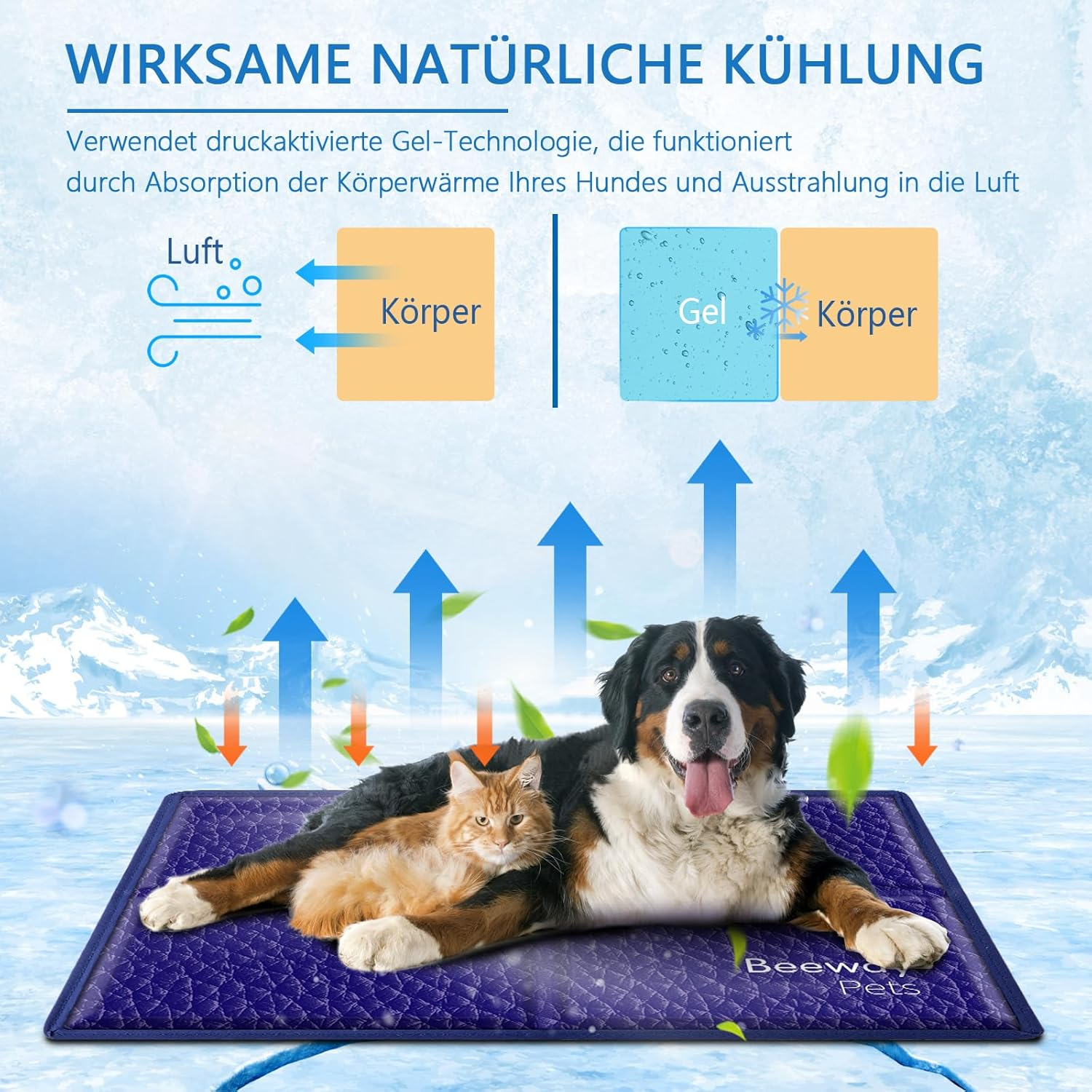 BEEWAY Cooling Mat for Dogs, Scratch-Resistant Aluminium Foil Material, Cooling Mat for Pets, Gel Pad for Dogs and Cats in Hot Summer - 40 X 30 Cm image number 1