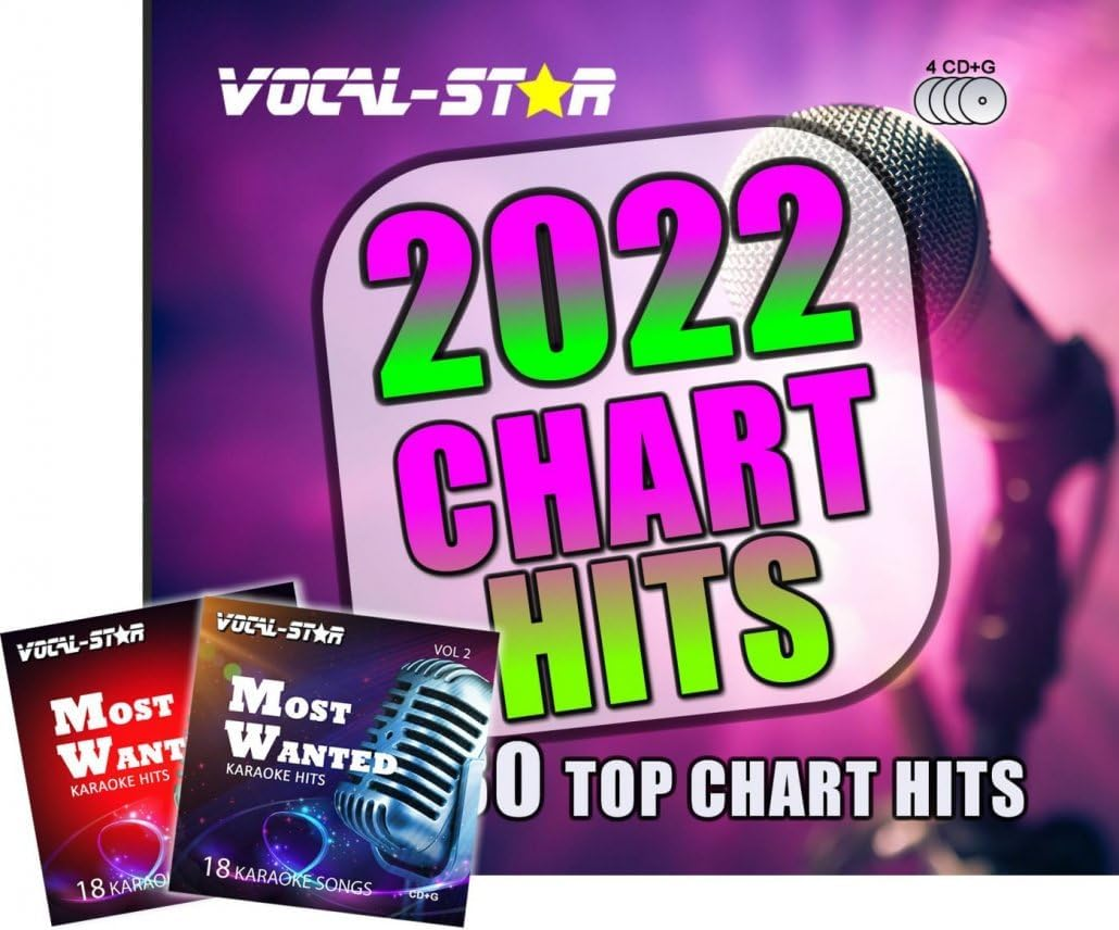 Vocal-Star 2022 Karaoke Chart Hits Disc Set Including 80 Top Songs, Supplied on 4 CDG Karaoke Discs, Karaoke Cds with Words image number 3