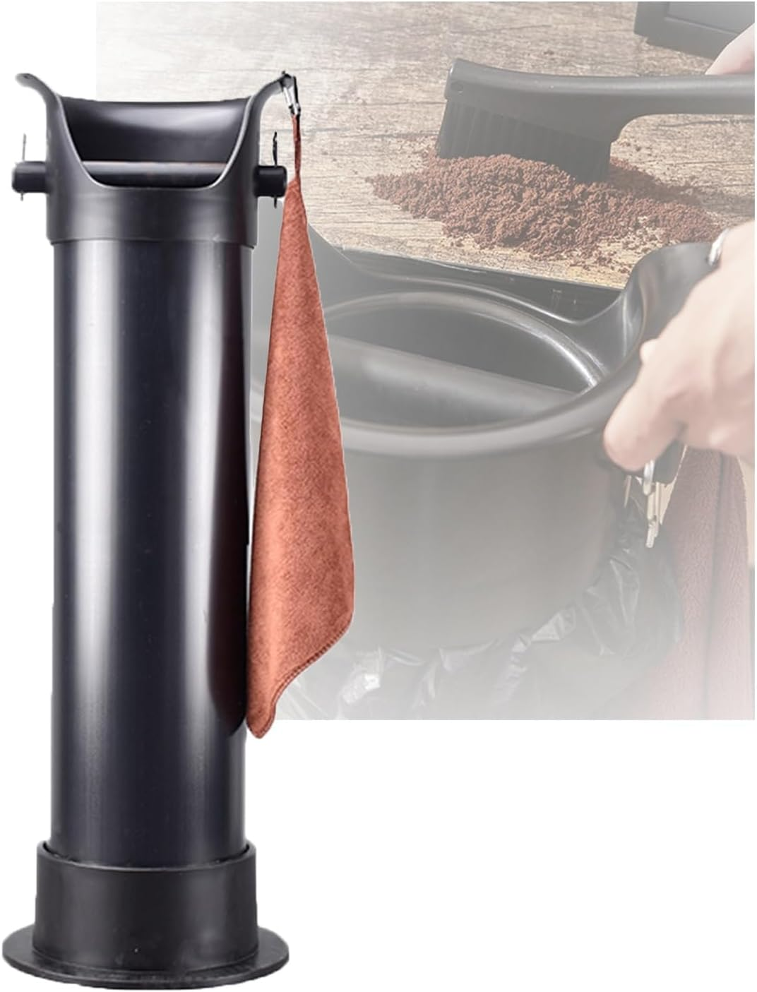 Coffee Grounds Knock Box, 17L Espresso Grind Dump Collection Bin with Garbage Bags and Towel, for Teahouse Household(White)