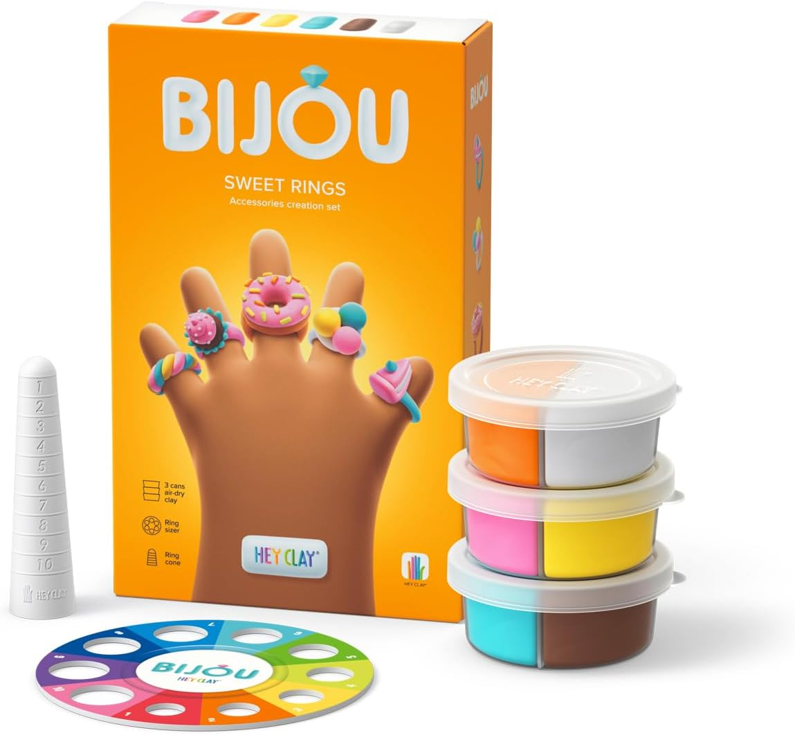Hey Clay Bijou Sweet Rings - Clay Kit for DIY Accessories - Air Dry Clay with Tools and Interactive App for Kids Ages 4-8 image number 5