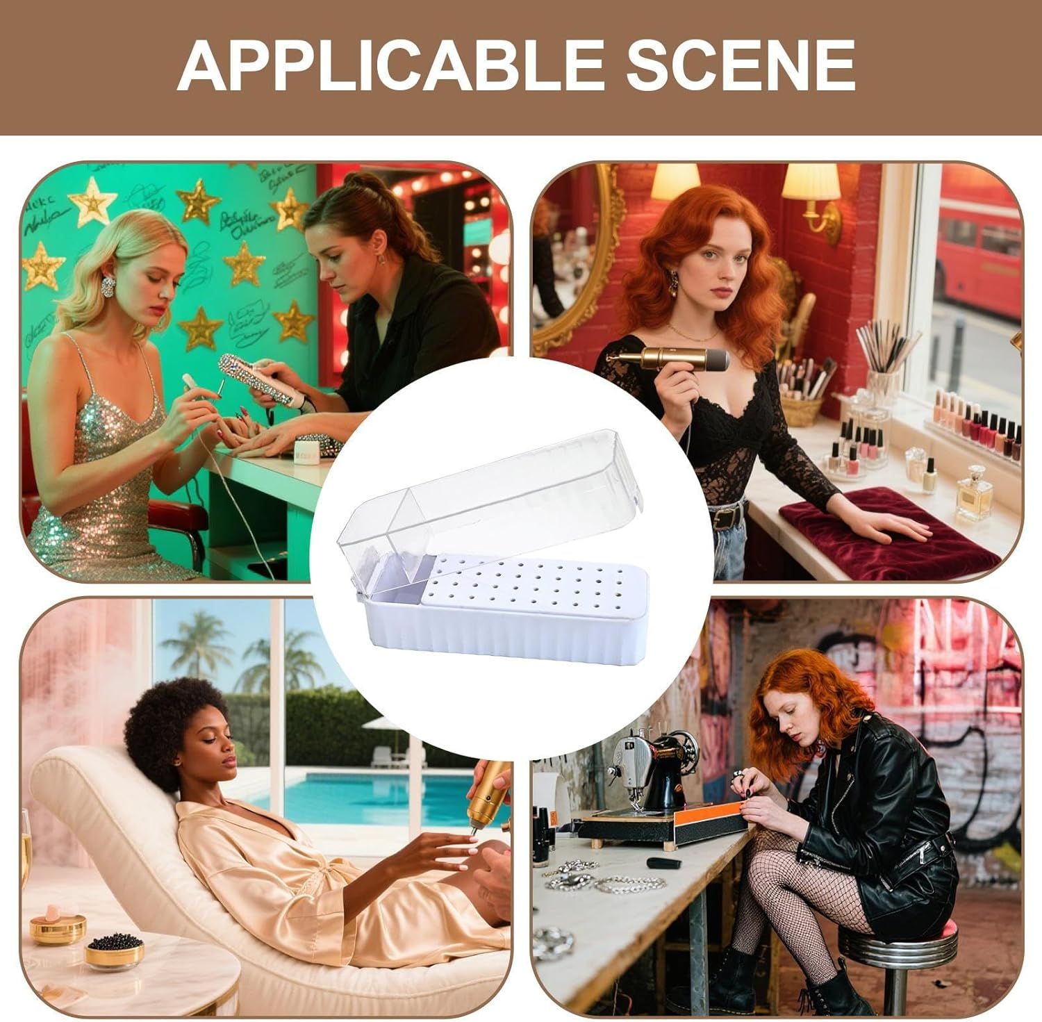 YNPQTDS Nail Drill Bit Case, 40-Hole Nail Drill Bit Container, Transparent Lid Grinding Tips Display Box Dustproof for Pedicure Prep Salon Workstation Art Detailing Youth Girl image number 3