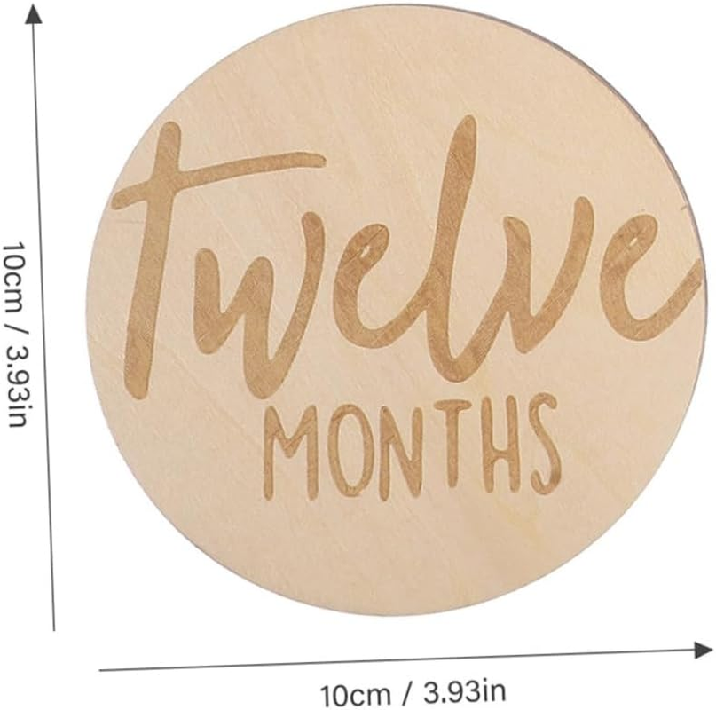Milisten 12Pcs Growth Month Card Wooden Monthly Milestone Discs Milestone Signs for Newborn Born Keepsake Products image number 6