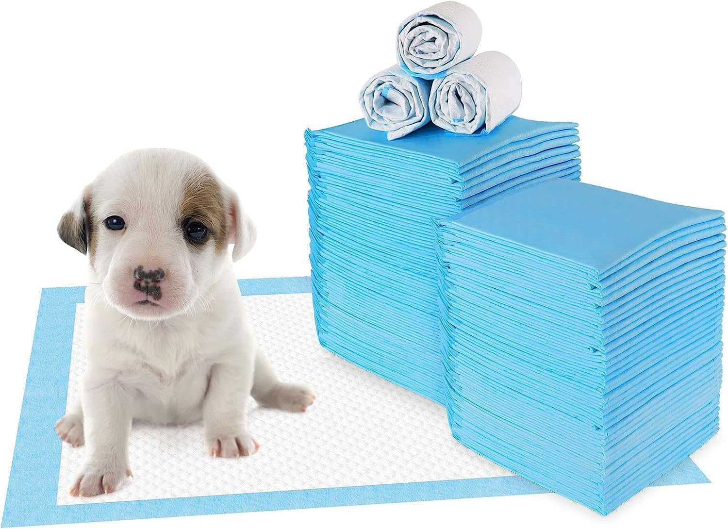 Mumoo Bear 100 Pack-45X33Cm Pet Training Pads 100Pcs, Disposable Dog Pee Pads, Leak-Proof and Super Absorbent, Fast Drying Pee Mats for Dogs,Puppies, Cats, Rabbits, Blue