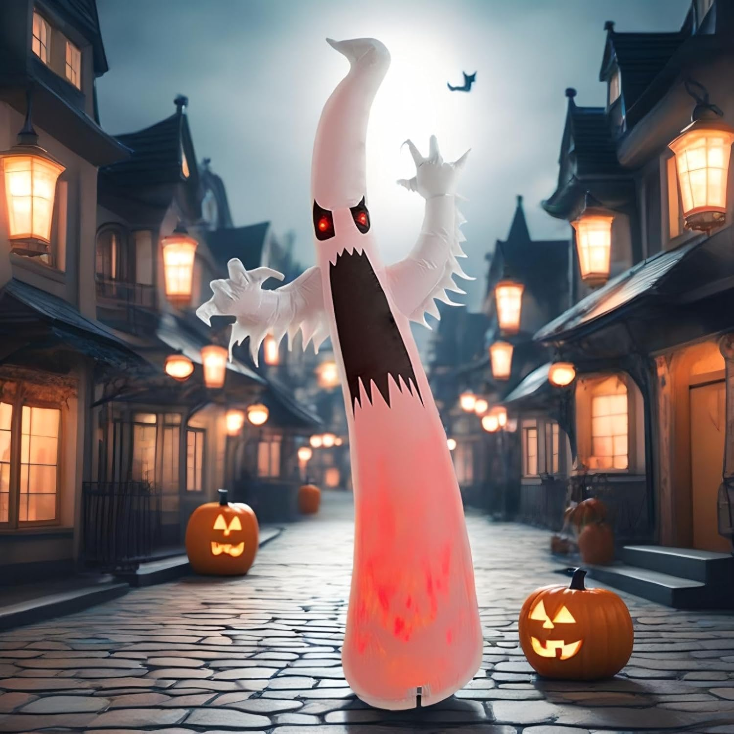 8 FT Halloween Inflatables Ghost Decorations Outdoor Indoor Blow up Yard Decor with Built-In Colorful Leds for Lawn Garden Holiday Party image number 1