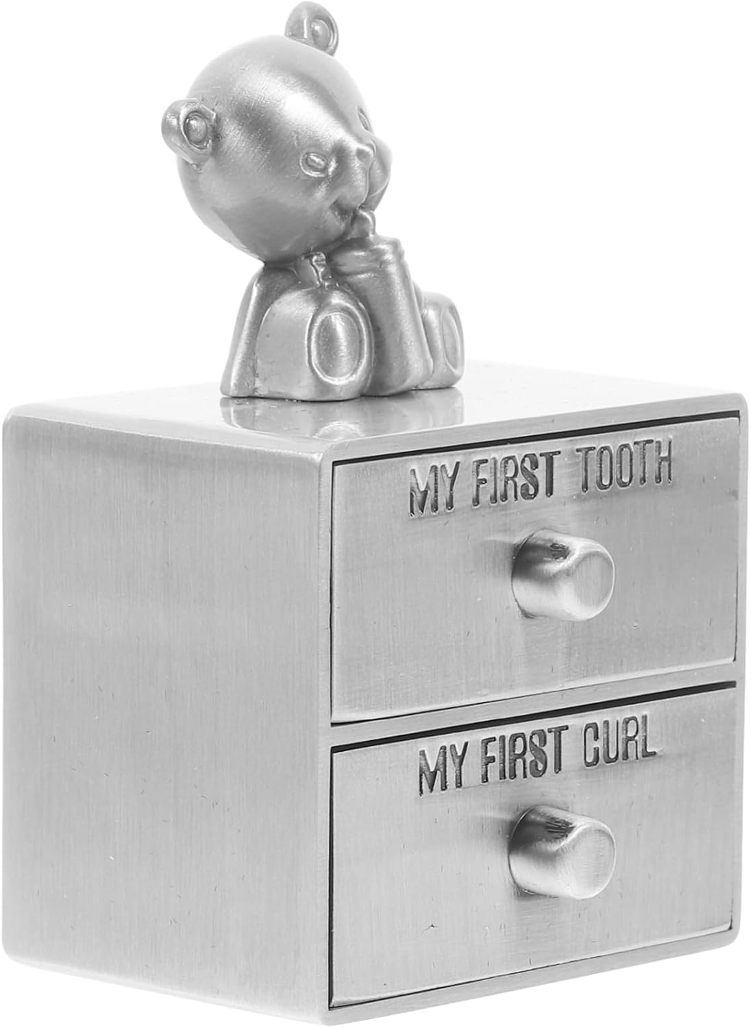 Metal Baby Tooth and Hair Keepsake Box First Tooth Curl Holder Organizer for Boys and Girls for Baby Memory image number 4