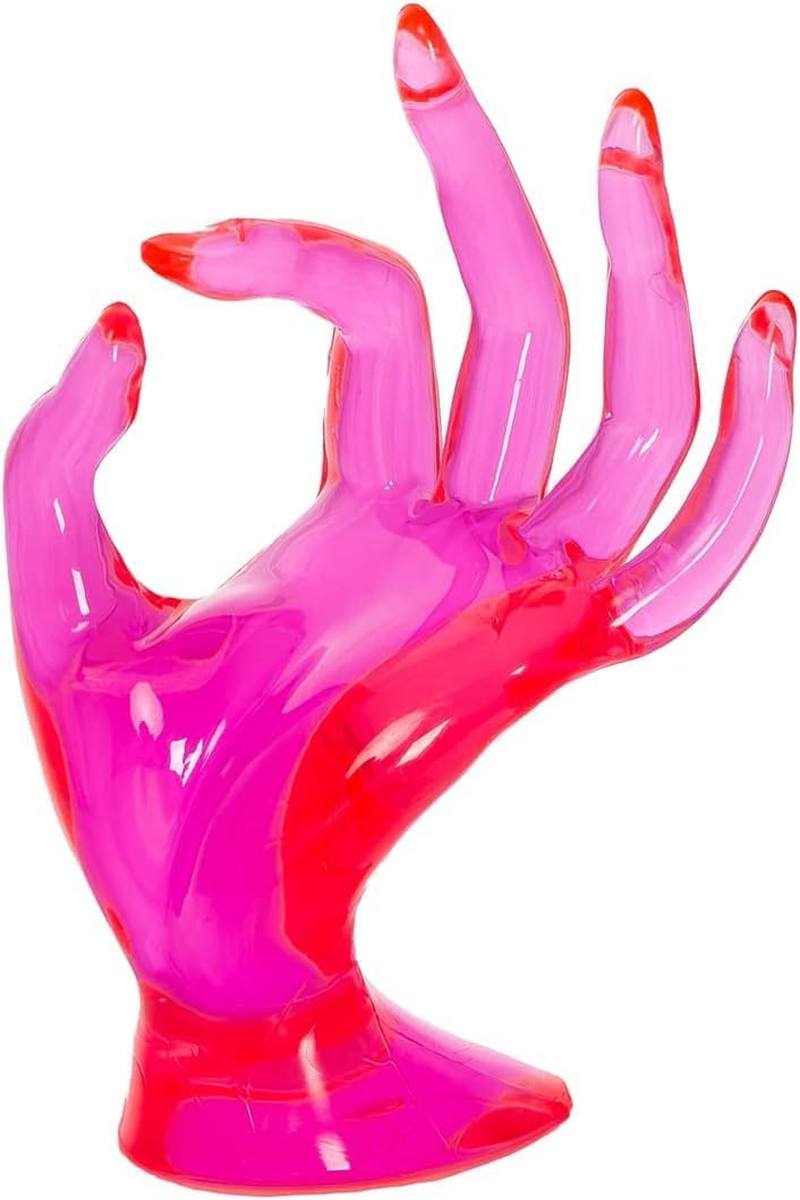 Hand Form Ring Holder Jewelry Display Organization Rack Bracelet Ring Watch Stand Support Aesthetic Decor Y2K Room Decor(Rose Red) - Black image number 6