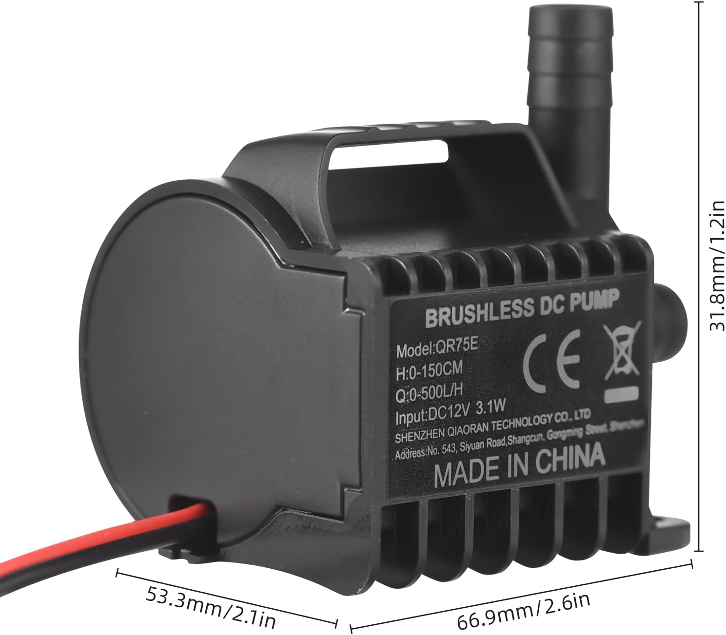 LAPOOH Submersible 12V Water Pump Electric 500L/H Small Fountain Pump with Max 4.9Ft Lift, 1.6Ft Wire and Suction Cup Base, Portable Mini Pump for Fish Tank, Pond, Aquarium, Pet Drinking image number 2