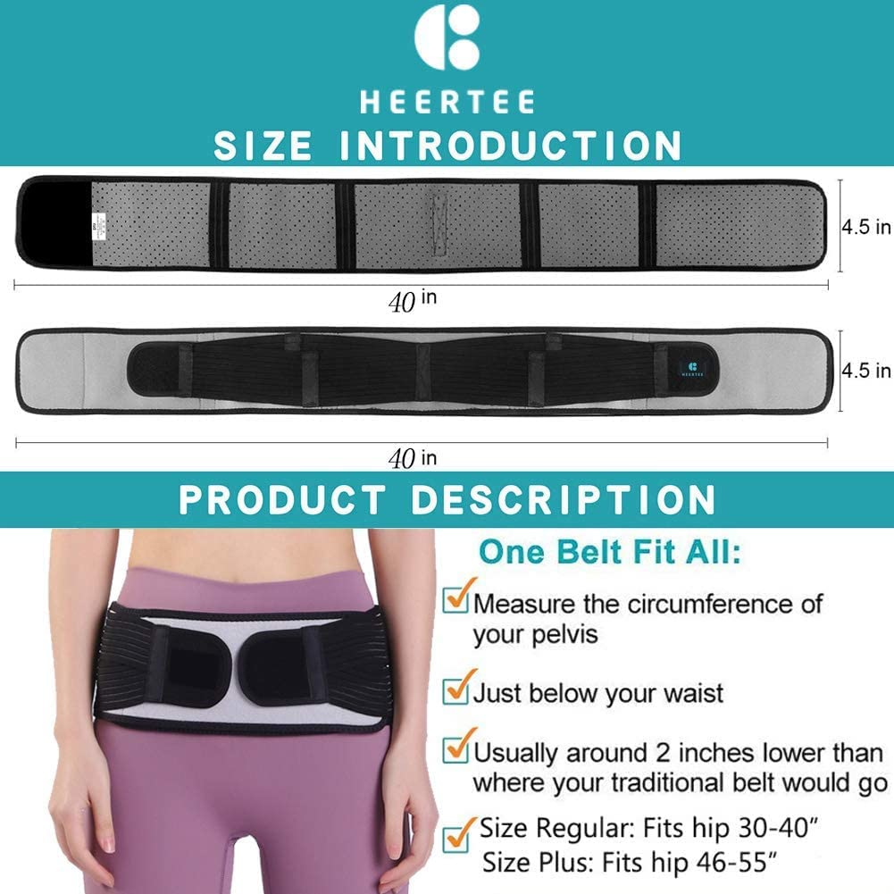 HEERTEE Sacroiliac SI Hip Belt for Women and Men That Alleviate Sciatic, Pelvic, Lower Back and Lumber Pain, Stabilize SI Joint | Trochanter Belt | Anti-Slip and Pilling-Resistant (Plus(Fits Hip Size 46"-55")) image number 6