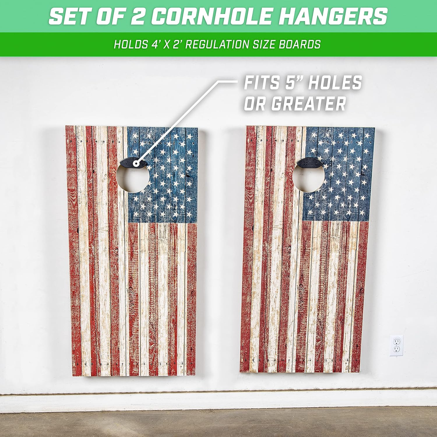 Gosports Wall Mounted Cornhole Board Hangers - Set of 2 - Includes Bean Bag Tote image number 4