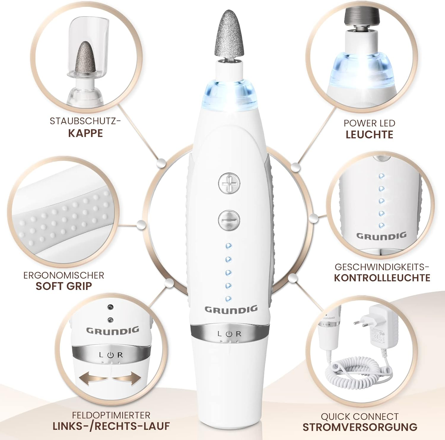 GRUNDIG Electric Manicure Set - Beautiful Nails Thanks to Power LED and 17-Piece Sapphire Accessories Pedicure Foot Care Set & Manicure Set with Accessories Reorder Electric Nail File (Manicure Set V2 image number 5