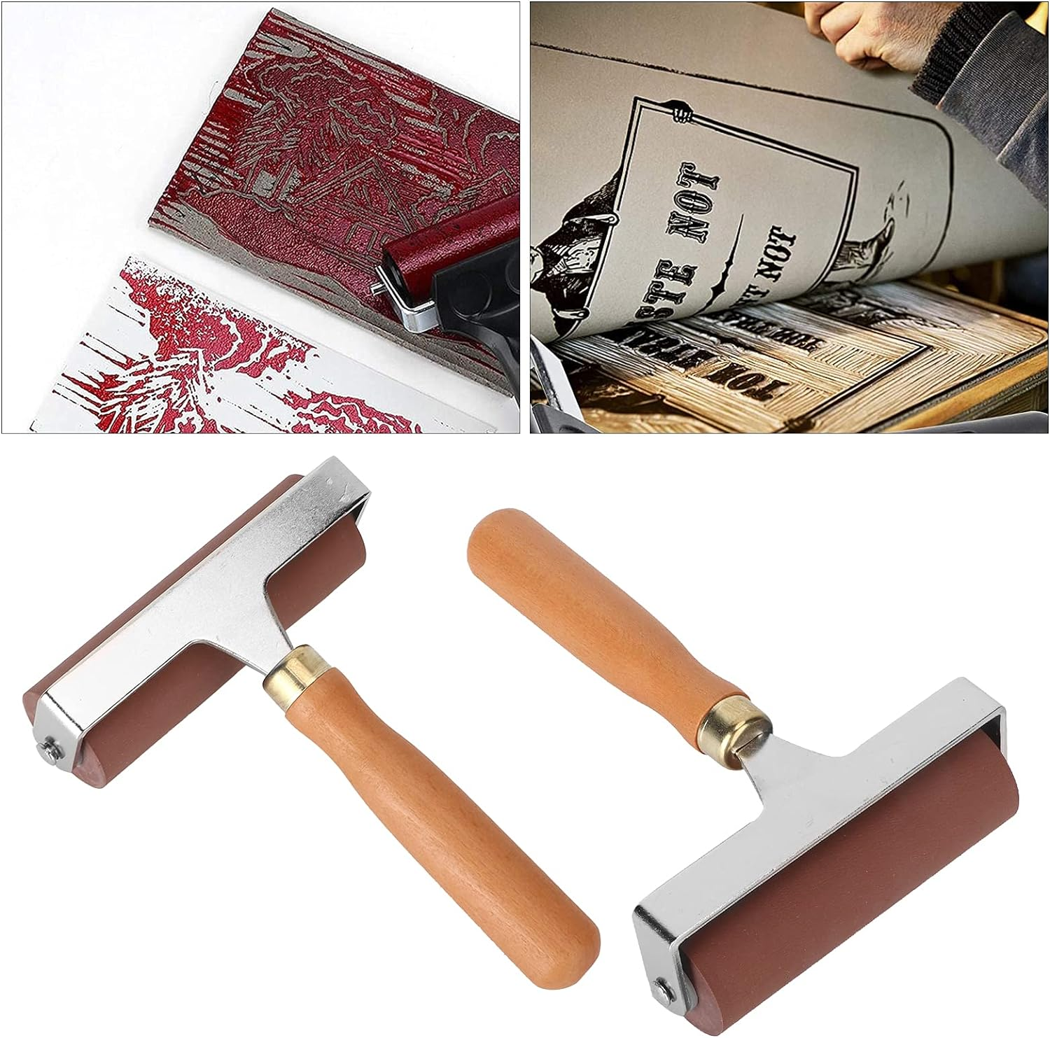 Deluxe Soft Rubber Brayer, Elasticity Practical Rubber Roller Sturdy and for Gluing Application(10Cm, Blue) image number 3