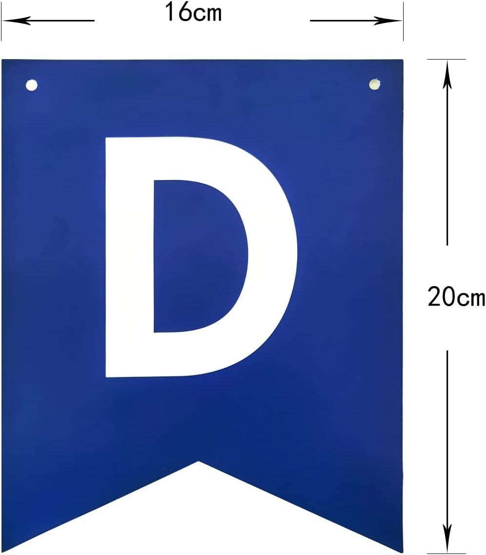 Lumjoy Large Navy Blue Happy Birthday Banner Nautical Theme - Boys and Girls Party Supplies Garland Decorations Signs & Nursery Hanging Decor - 13-Piece Set image number 5