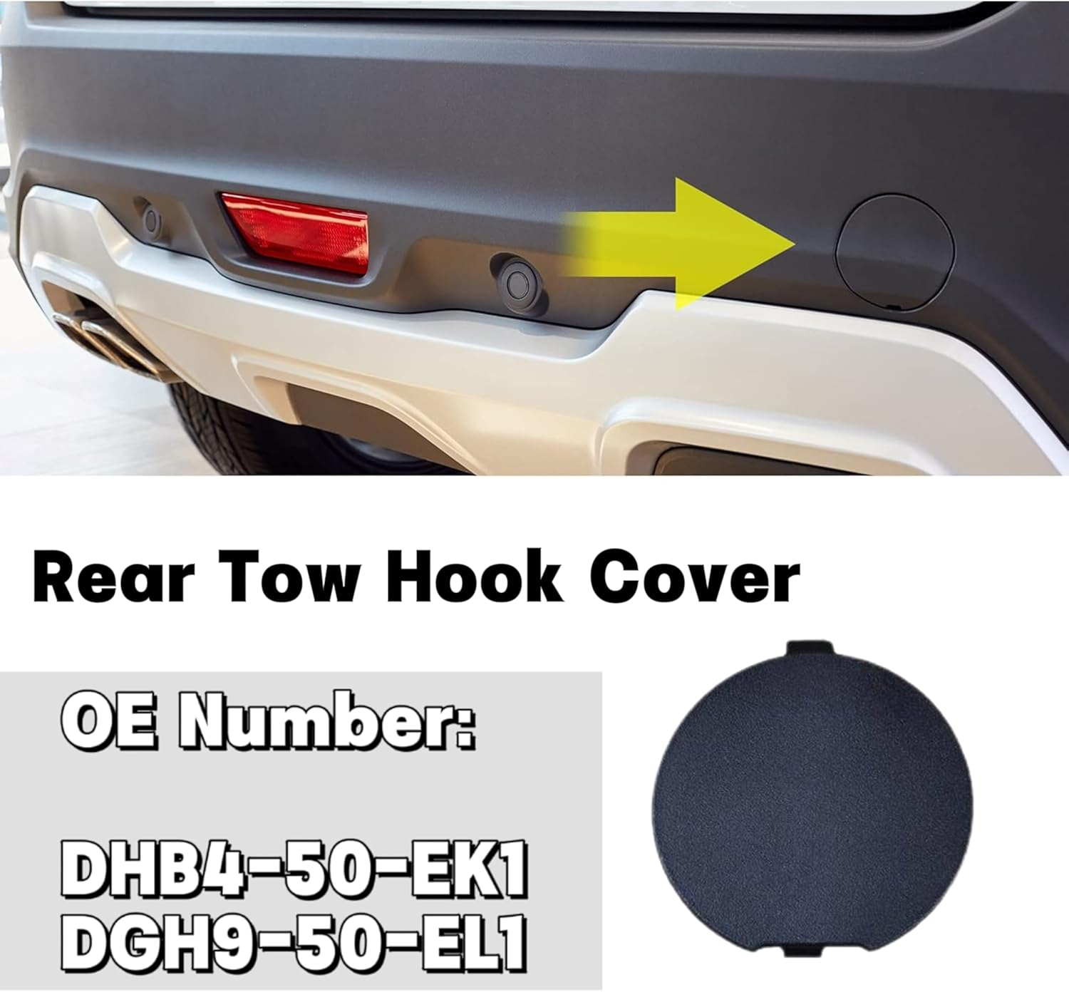 Rear Bumper Tow Hook Cover,Rear Trailer Cover,Black Rear Trailer Hook Eye Cap Cover,Trailer Hook Eye Trim Cover for Mazda 2020-2023 CX30,DHB450EK1 Dgh950El1,Replacement Trailer Cover Parts(1) image number 2