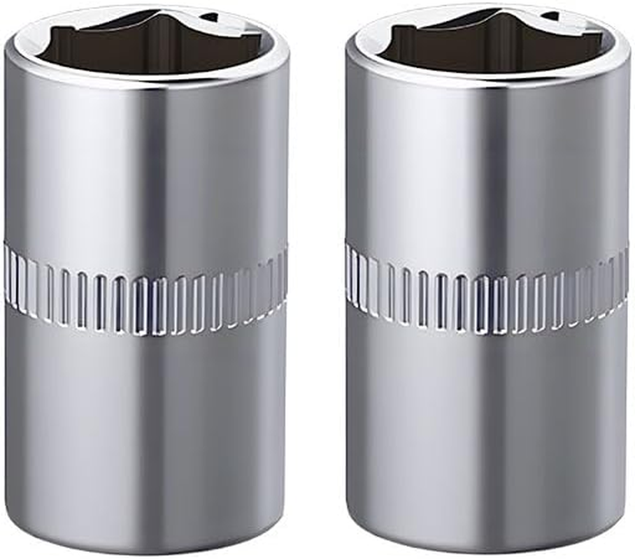 2Pcs 1/4-Inch Drive 13Mm Shallow Socket Set, 6-Point Cr-V Chrome Sockets, Metric Shallow Profile for Automotive Maintenance, Tight Spaces, Home DIY Tools image number 4