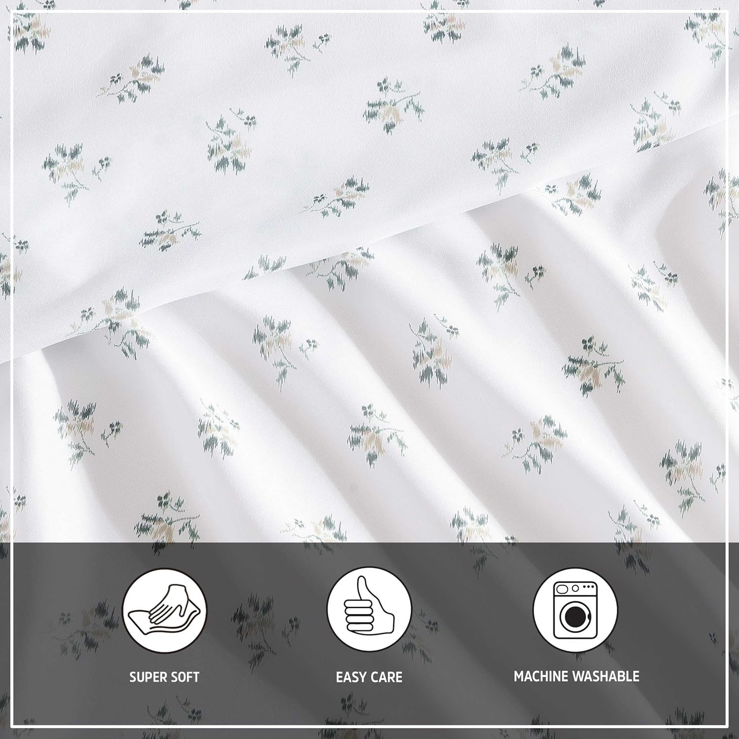 Wrangler - Sheet Set, Breathable & Wrinkle Resistant Bedding, Includes Matching Sham & Pillowcases, Floral Home Decor (Sketchy Ditsy Green, King) image number 1