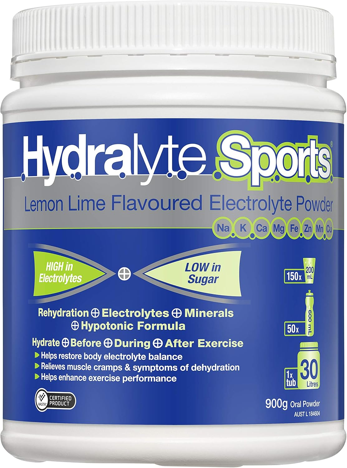 Hydralyte Sports Electrolyte Powder Lemon Lime Flavoured 900 G image number 3