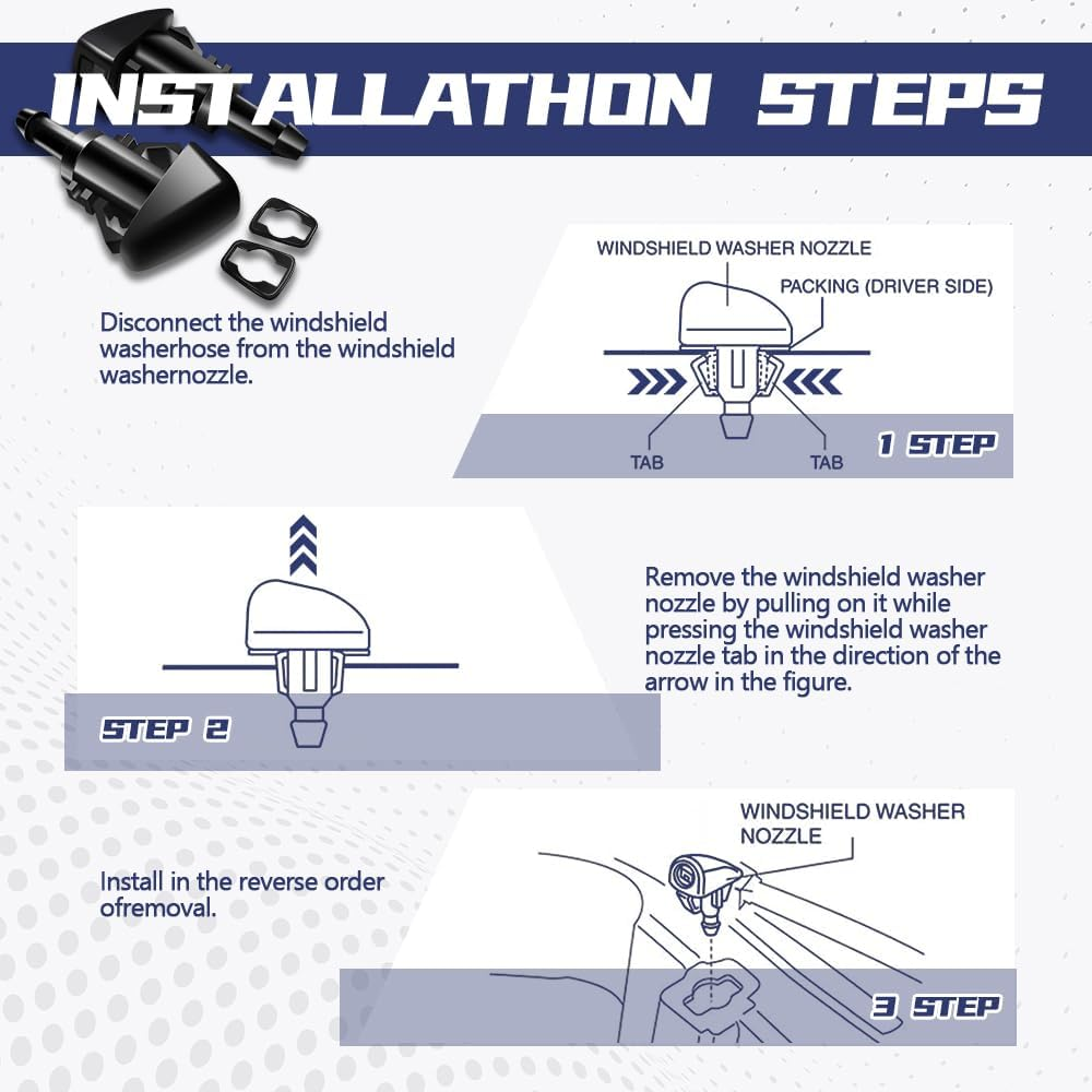 2 PCS Front Windshield Washer Nozzles, Washer Spray Jet Kit Fit for Chrysler, Dodge, Replaces OEM #: 4805742AB / 5113049AA / 55077460AA / 5303833AA / 5116079AA image number 5