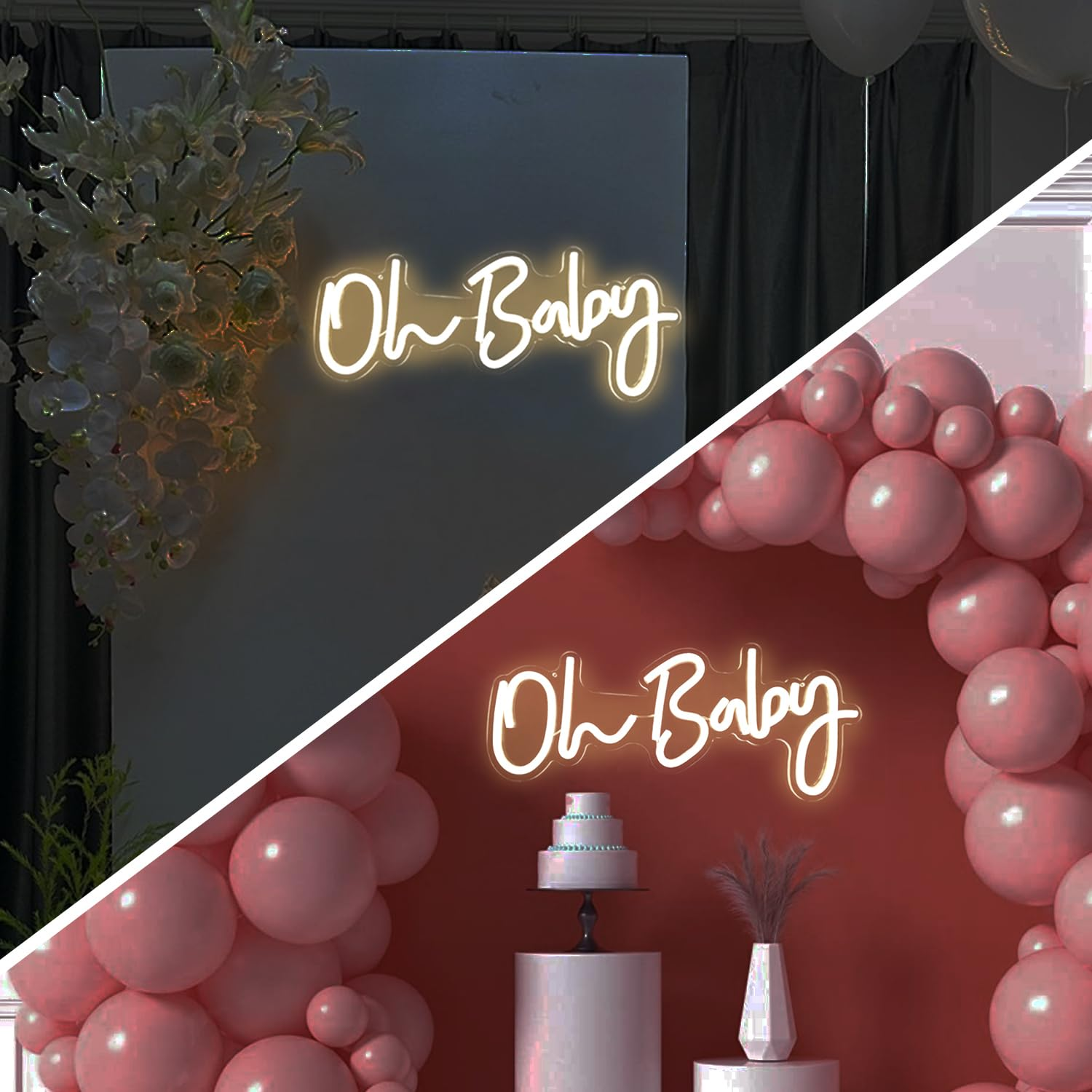 Vveikea Oh Baby Neon Sign Dimmable Neon Light Sign for Wall Decor Oh Babies Sign for Backdrop Led Sign for Baby Shower Wedding Birthday Gifts (16.5" X 7" Warm White) image number 3