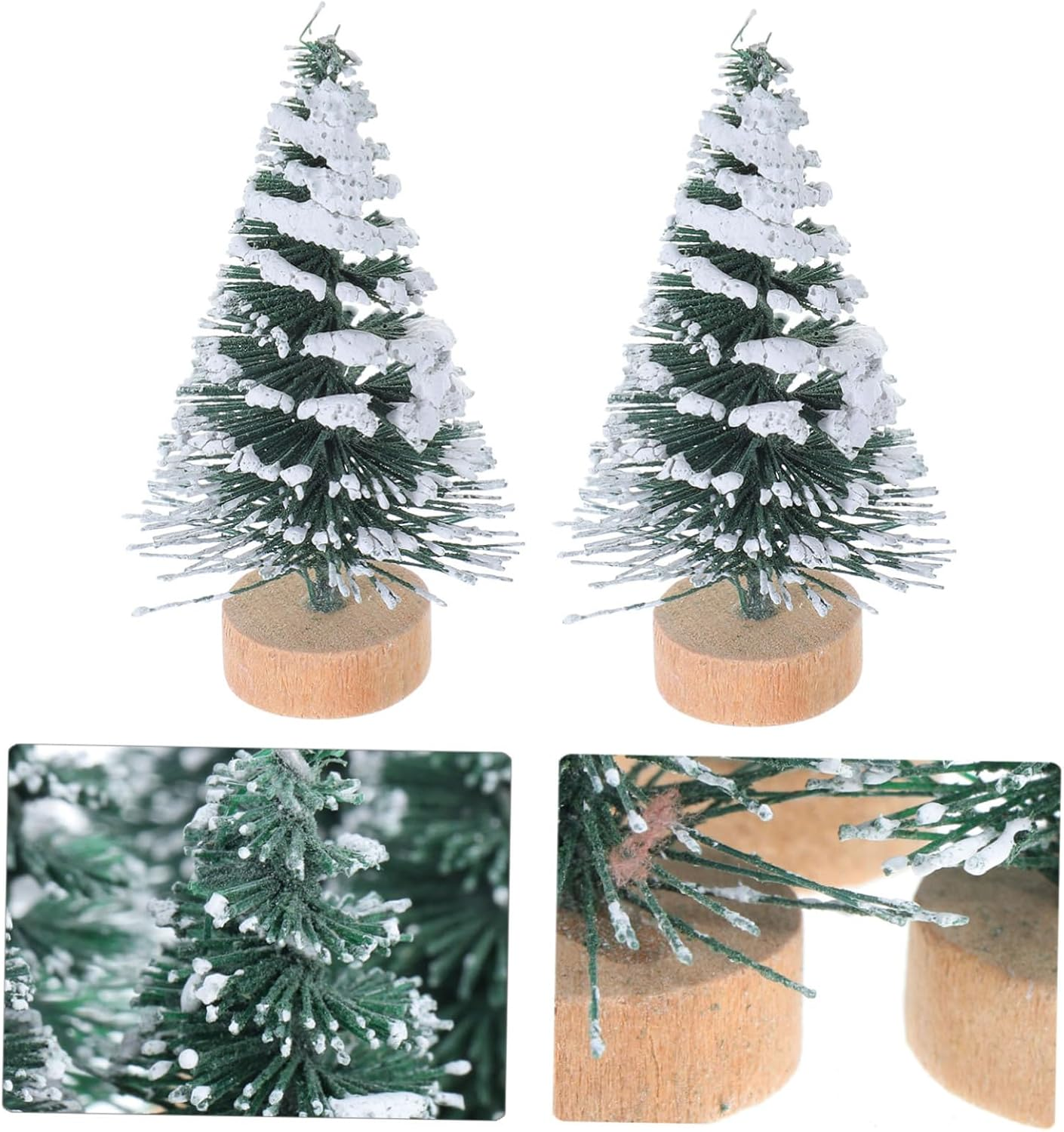 10Pcs 5Cm Mini Snow-Covered Pine Christmas Tree Decor, Flocked Tabletop Xmas Party Ornaments for Home and Desktop Seasonal Decoration image number 3