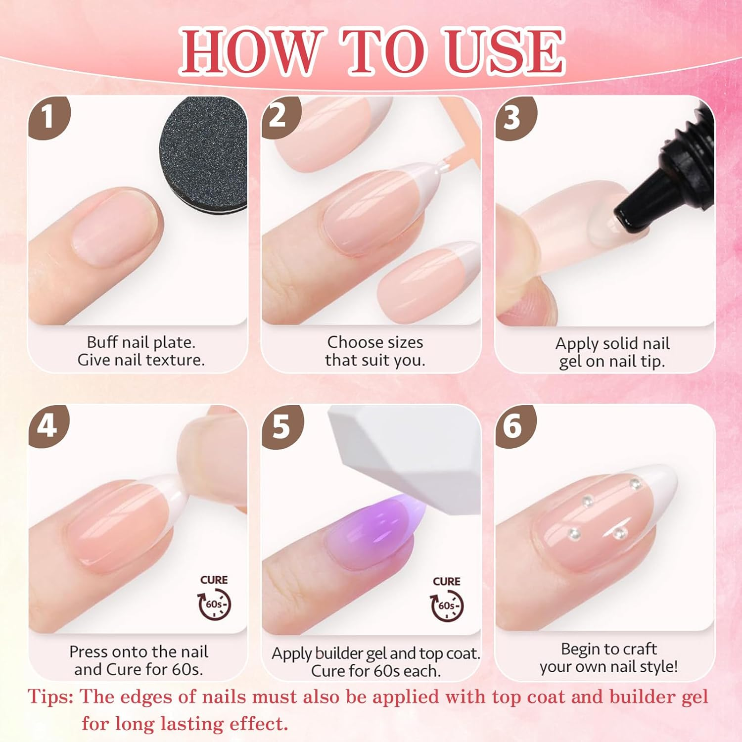 Ballerina Nail Tips Set, 300PCS Full Cover French Acrylic Nails, Soft Gel, Soak Off, 137G (Pack of 1), #031 image number 2