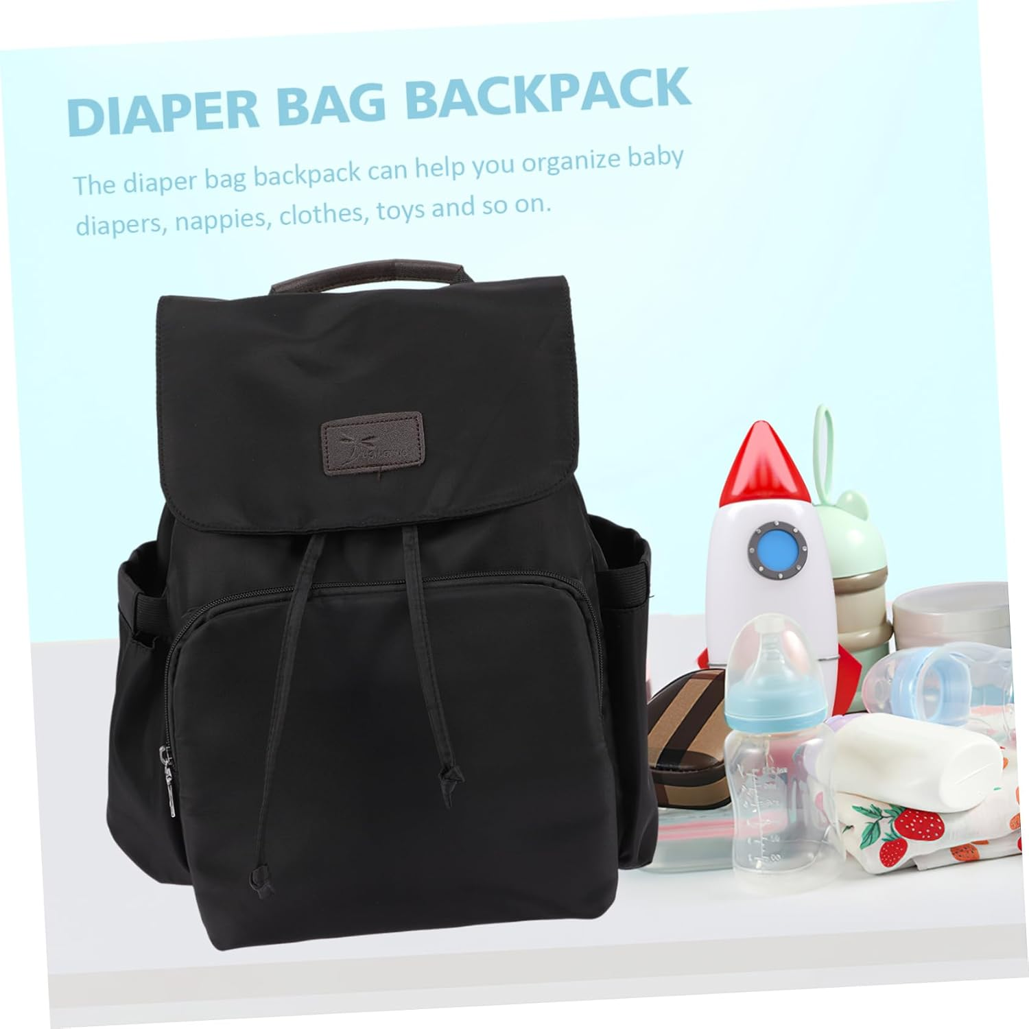 Mummy Bag Diaper Backpack Drawstring Closure Wet Dry Separation for Travel image number 5