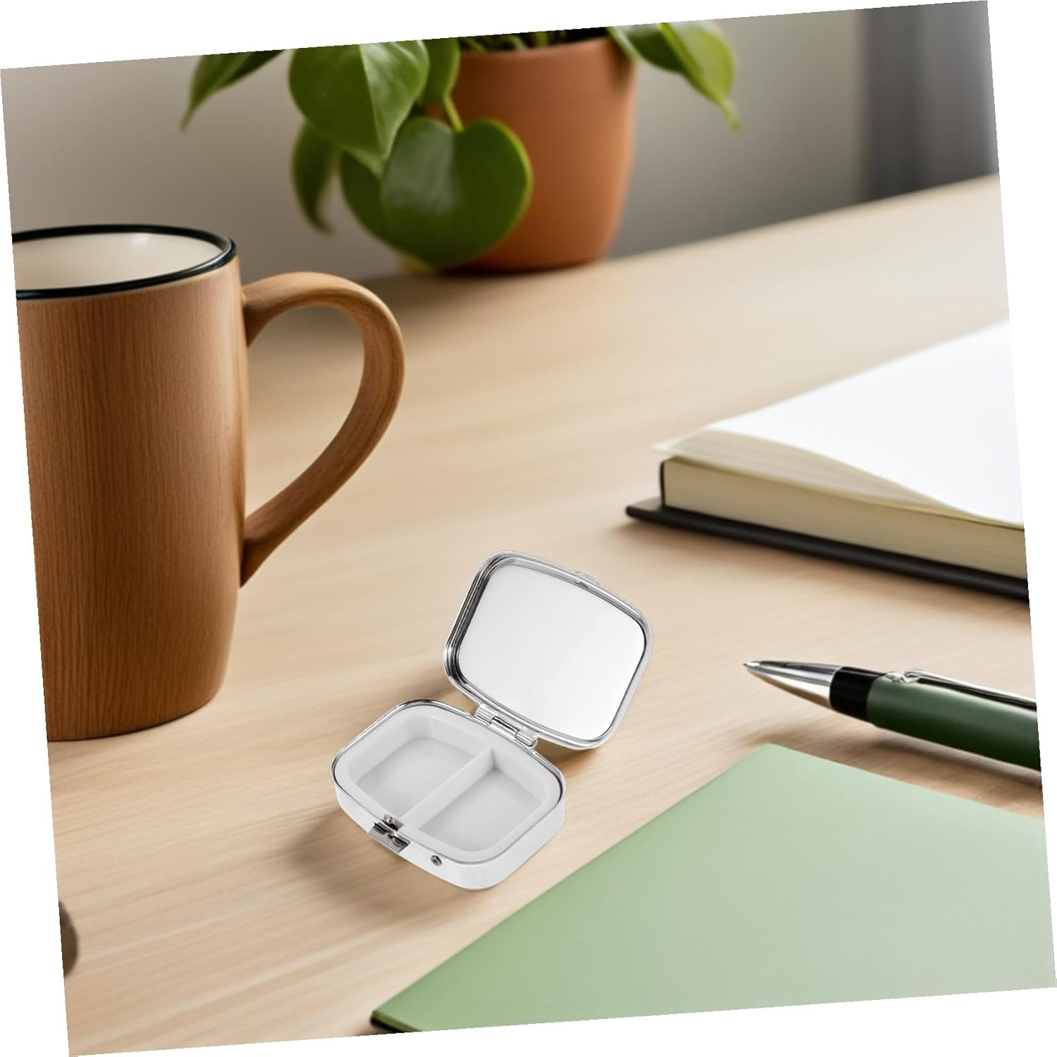 2Pcs Portable Pill Organizer Metal Pocket Medicine Case with Compartments Compact Travel Pill Box for Purse Lightweight and Sturdy Medication Holder for Daily Use image number 3