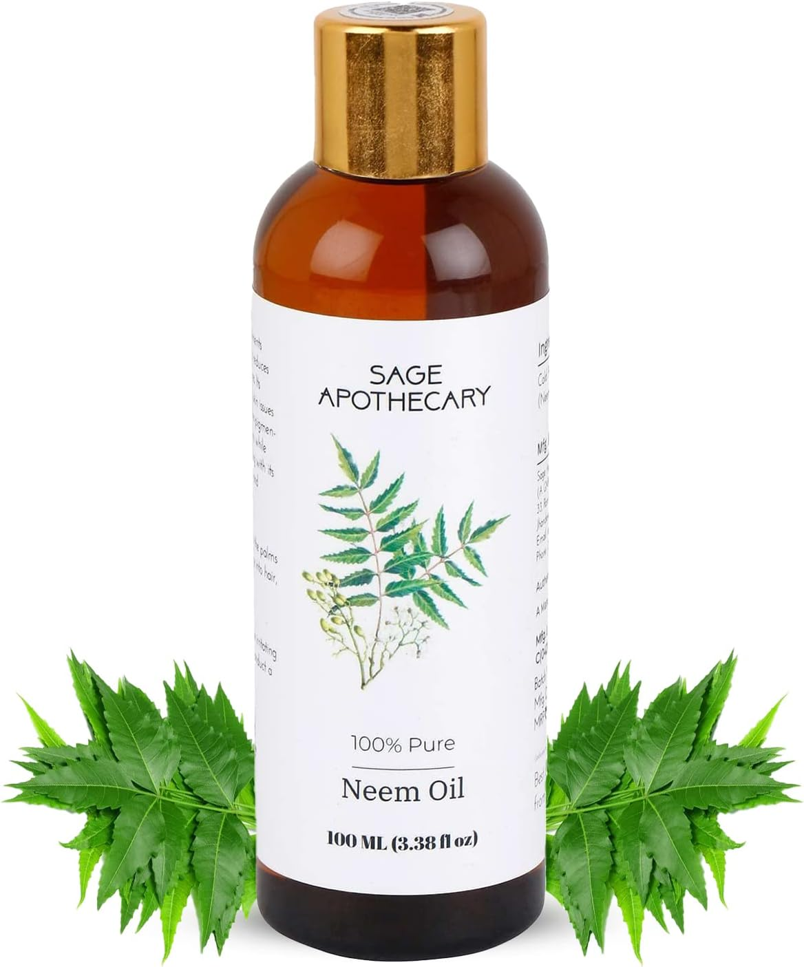 Sage Apothecary 100% Pure & Natural Premium Neem Oil for Hair Growth & Healthy Skin | Healing Dry & Damaged Hair | Pack of 100ML image number 4