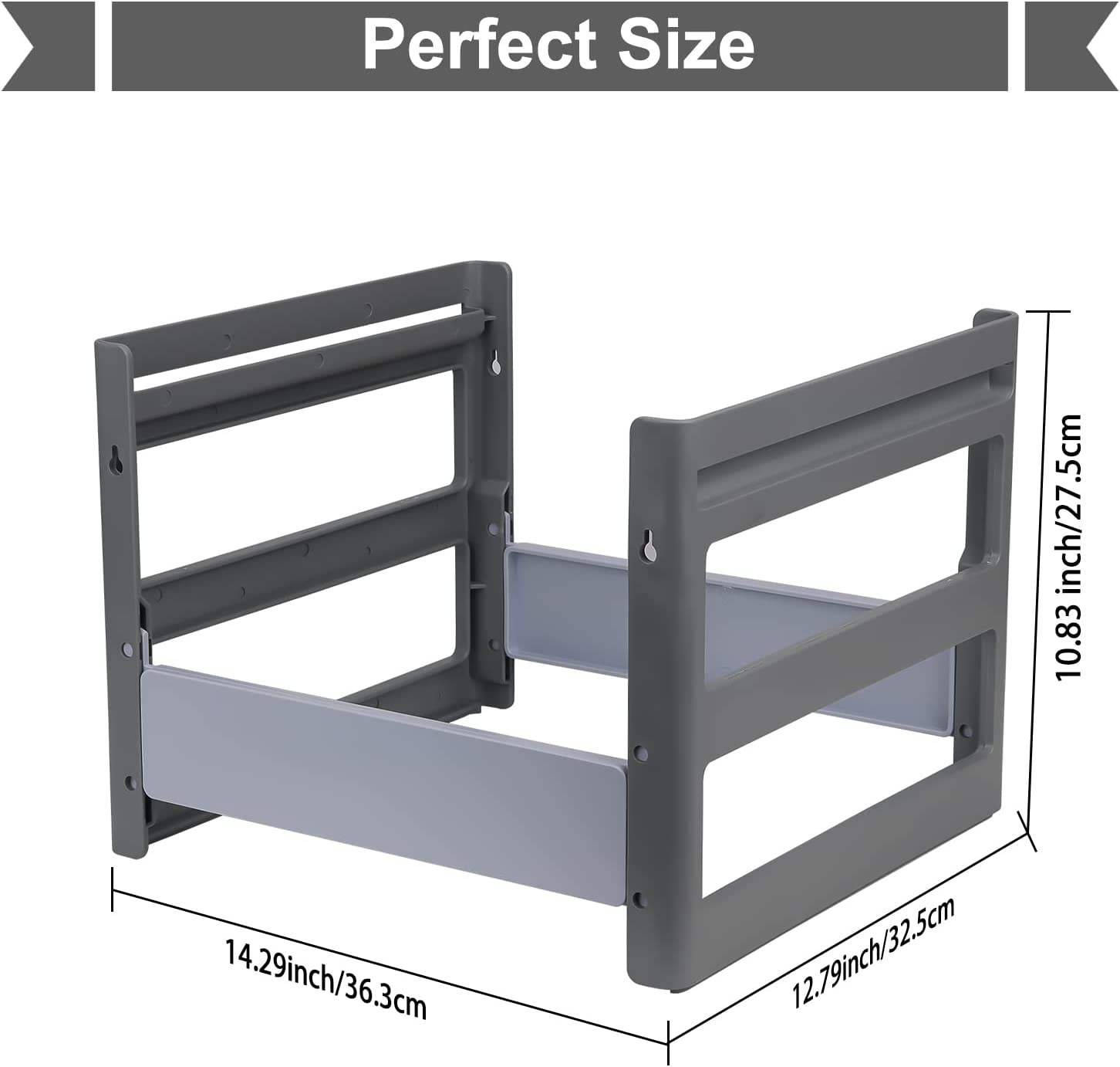 A4 Grey Plastic Hanging File Folder Shelf, for Office, Study, Hospital Data Organization,Outer Frame: 14.29X12.79X10.83 Inch image number 5