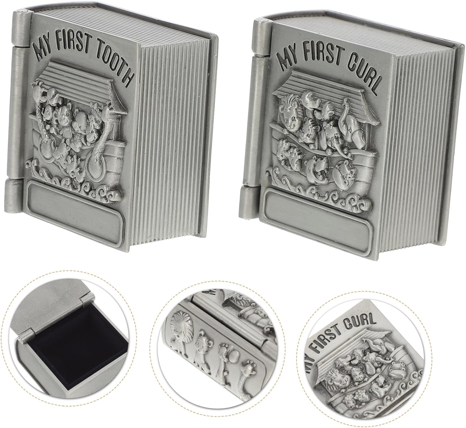 2 Pcs Tooth Boxes Kids Keepsake Teeth Cases Silver Retro Storage Containers Organizing Toddlers image number 1