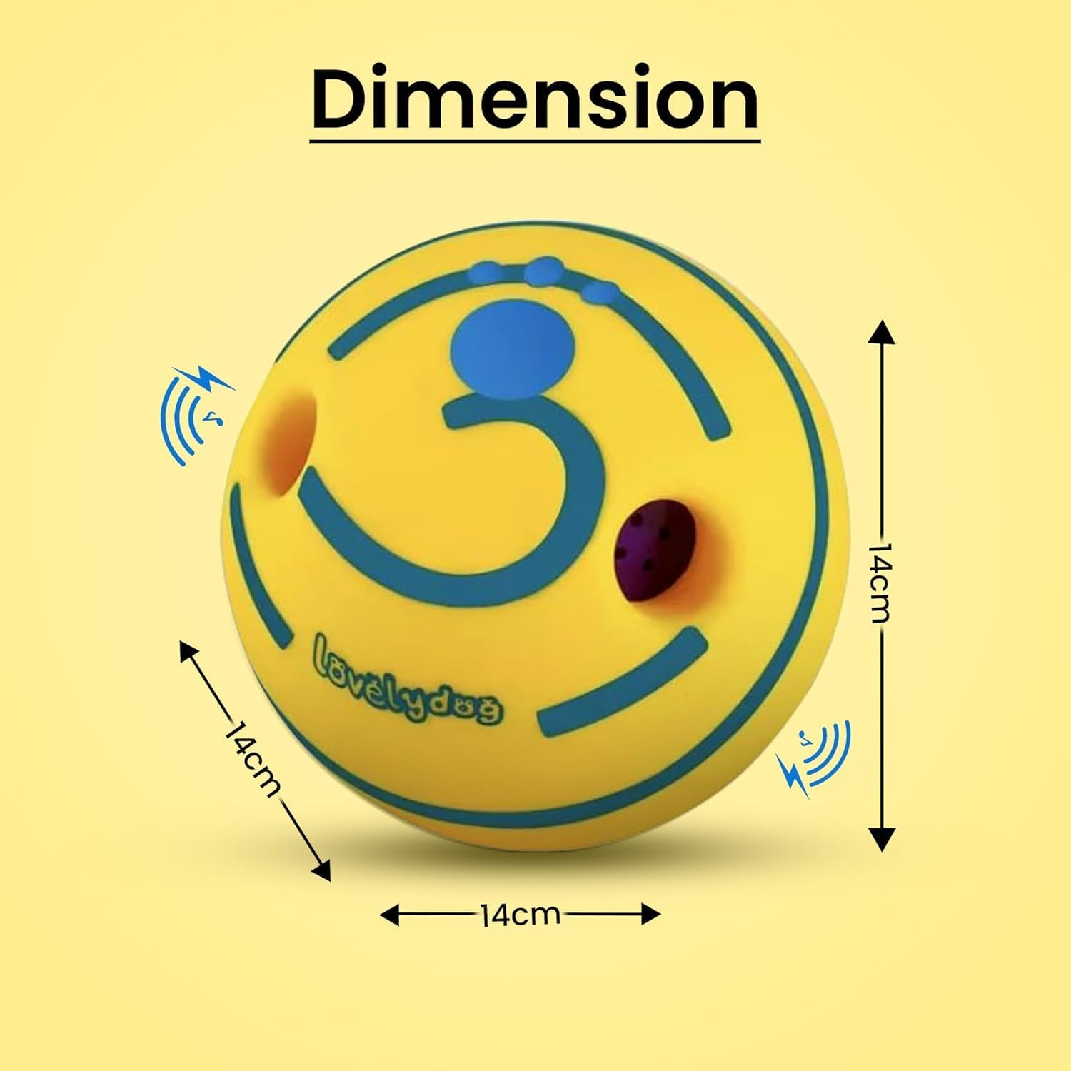 Tails and Treasure Durable Wobble Sound Dog Toy - 14Cm, Interactive Waggle Giggle Ball, Elastic Rubber Dog Chew Toy for Medium and Large Dogs image number 2