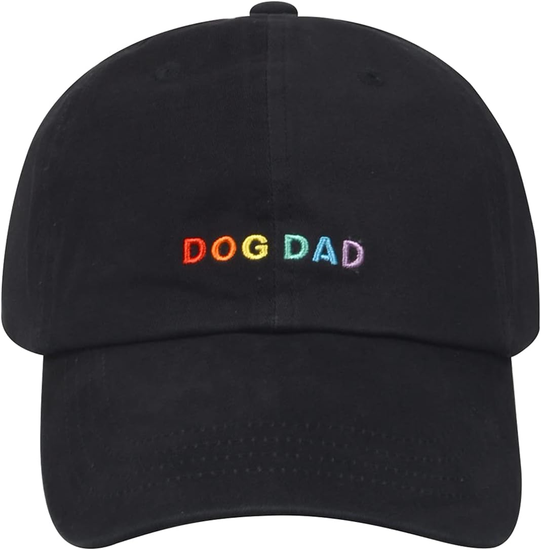 Hatphile 6 Panel Soft Embroidery Dog Dad Hat Dog Mom Hat Adjustable Baseball Cap Dog Lover Gifts for Men/Women - Dog Dad Black Cap image number 2