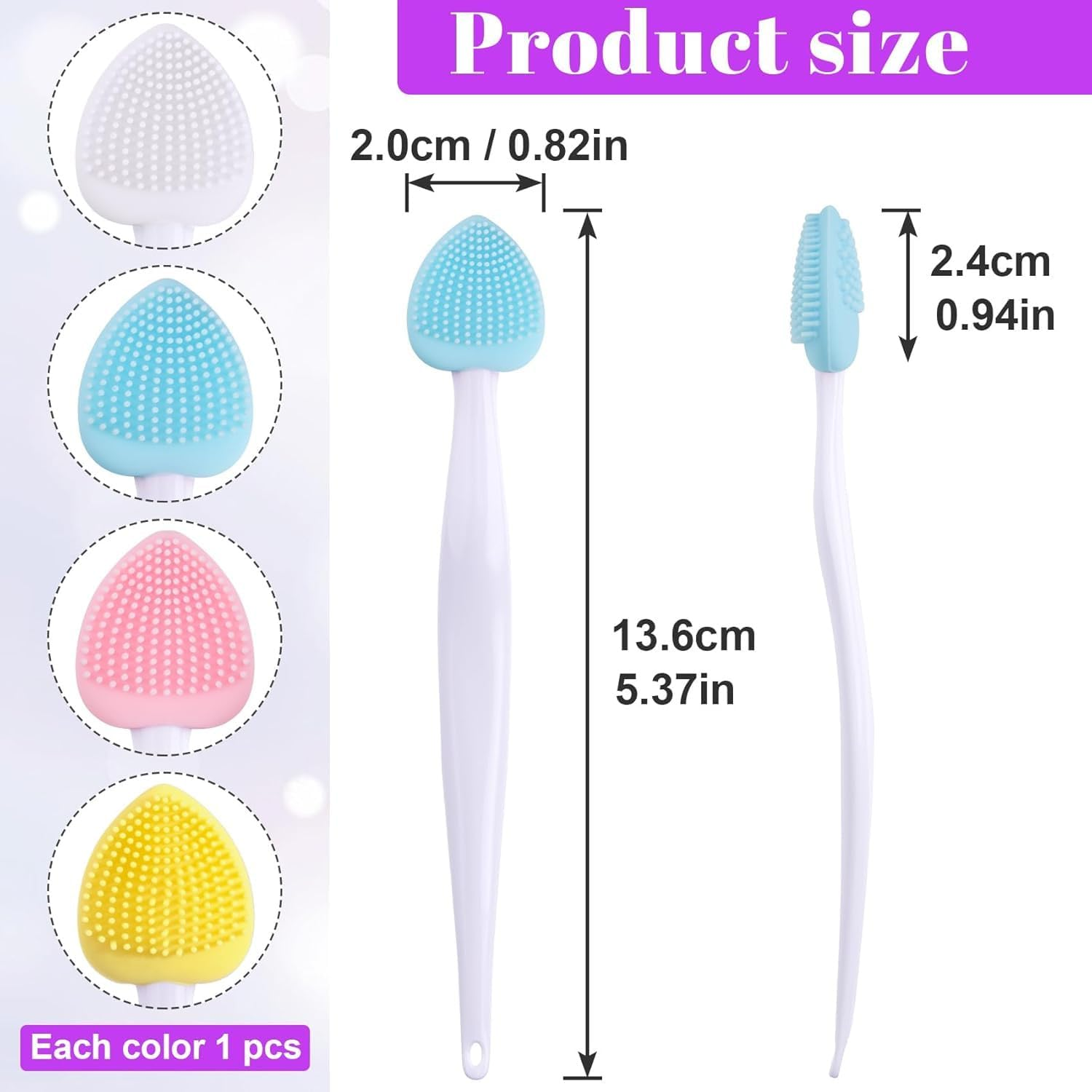 4Pcs Lip Scrub Brush, Silicone Heart Lip Exfoliator Brushes Scrubber Tool, Double-Sided Lip Cleaning Exfoliating Remove Dead Skin Tool for Men Women Dark Lips image number 6