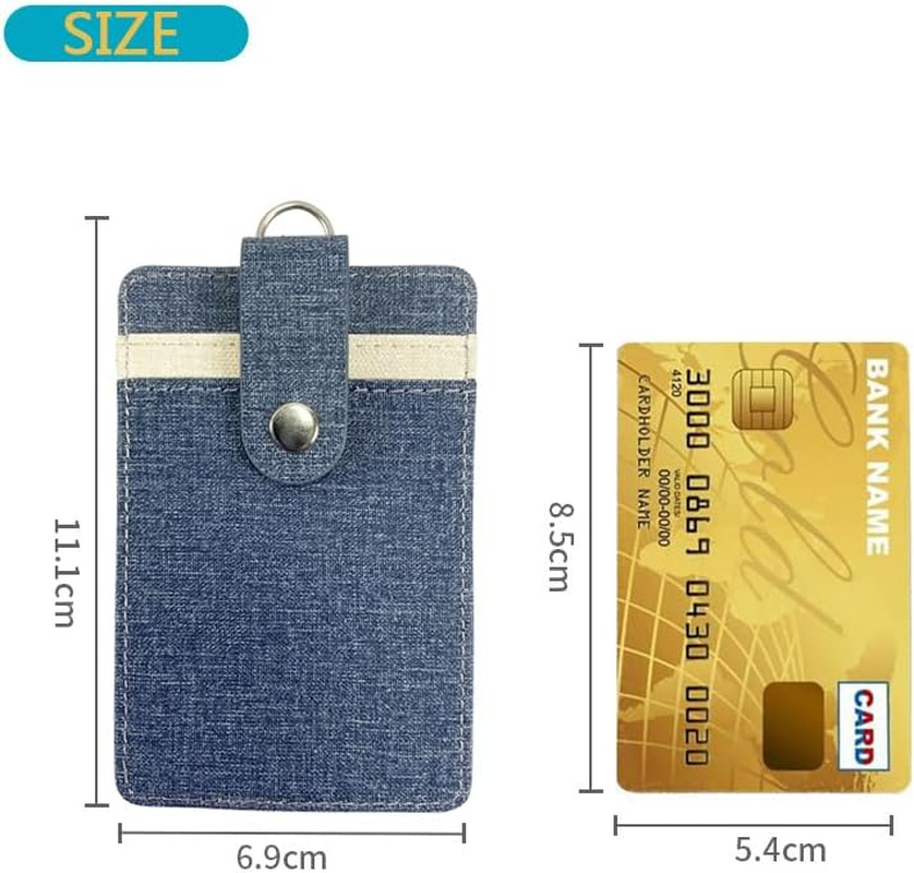 Badge Holder with Lanyard Set - Heavy Duty Carabiner Clip Retractable Reel Keychain with ID Card Badge Holder (Light Green+Deep Blue) - Light Green+Deep Blue image number 6