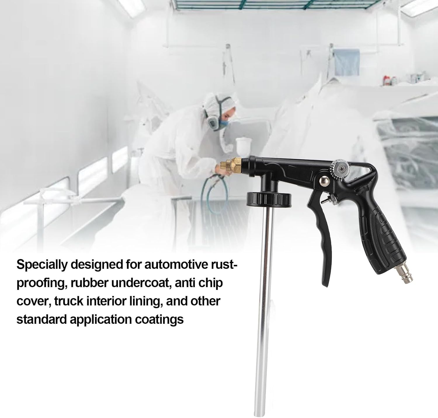 Fdit Air Undercoating Spray Gun, Pneumatic Automotive Rustproofing Sprayer with Quick Connector Hose & Stainless Steel Tube, Ergonomic Design for Truck Bed Liners image number 5
