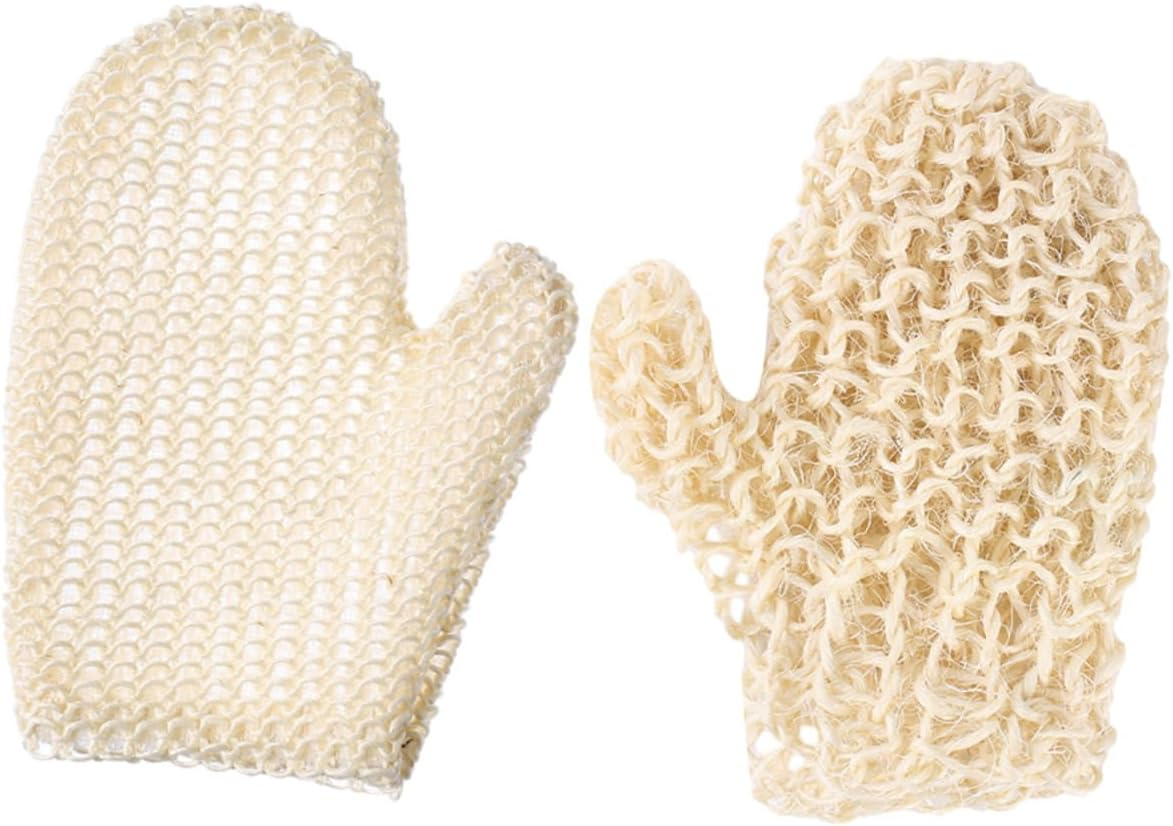 HEATSHAKING 2Pcs Sisal Shower Back Scrubber Bath Mitts Exfoliating Gloves for Bathroom Cleaning image number 3