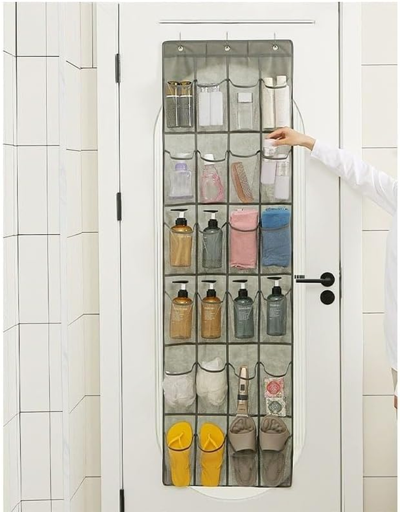 Over the Door Shoe Organizer 12 Large Pockets Shoe Storage Rack Holder Mesh Hanging Organiser for Narrow Closet Door with Tidy, 2 Pack (White, One Size) image number 3
