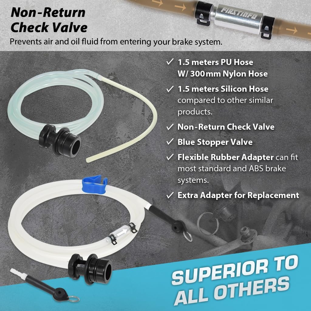 FIRSTINFO A1152 1.8 Liter Vacuum Brake Bleeder Extractor Includes 1.5 Meters Long Silicone Bleeding Hose with One-Way Check Valve + Oil Stopper Valve image number 4