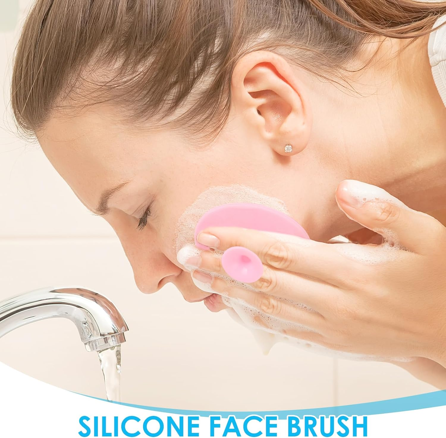 4 Pcs Silicone Face Scrubber, Soft & Gentle Pore Cleansing Brush for Blackhead Removal and Deep Pore Cleaning, Portable Cradle Cap Brush Travel or Fast-Paced Life for Men & Women (D) image number 3