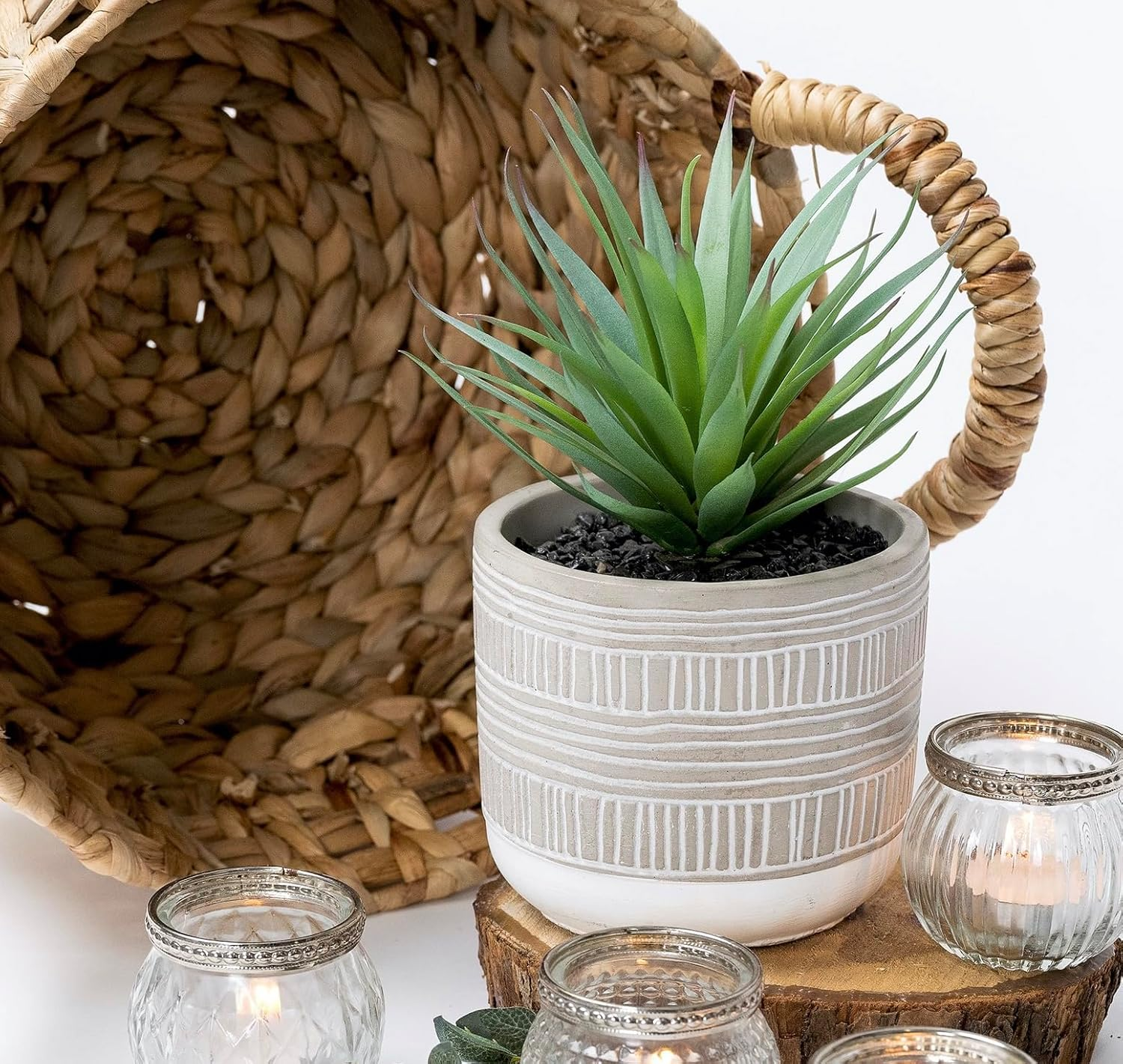 Kurrajong Farmhouse 20Cm High Faux Plant in Pot - Life-Like Artificial Plant - Faux Succulent Potted - Small Artificial Succulent - Fake Plant with Pot