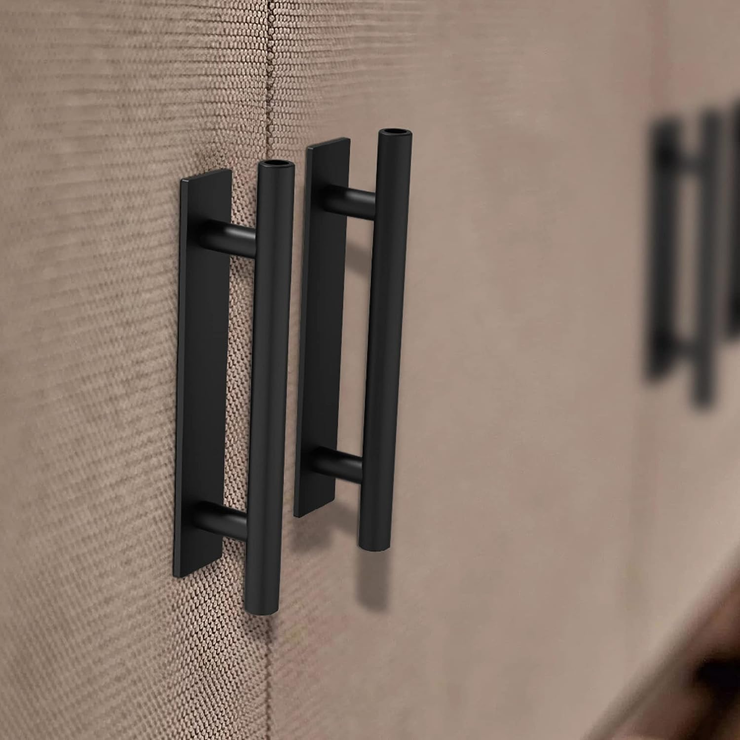 Kwa Heri 8 Pack Self-Stick Push Pull Helper Black Hidden Cabinet Handle ABS Plastic Door Window Wardrobe Handle Instant Cabinet Drawer Furniture Handles (Black) image number 4