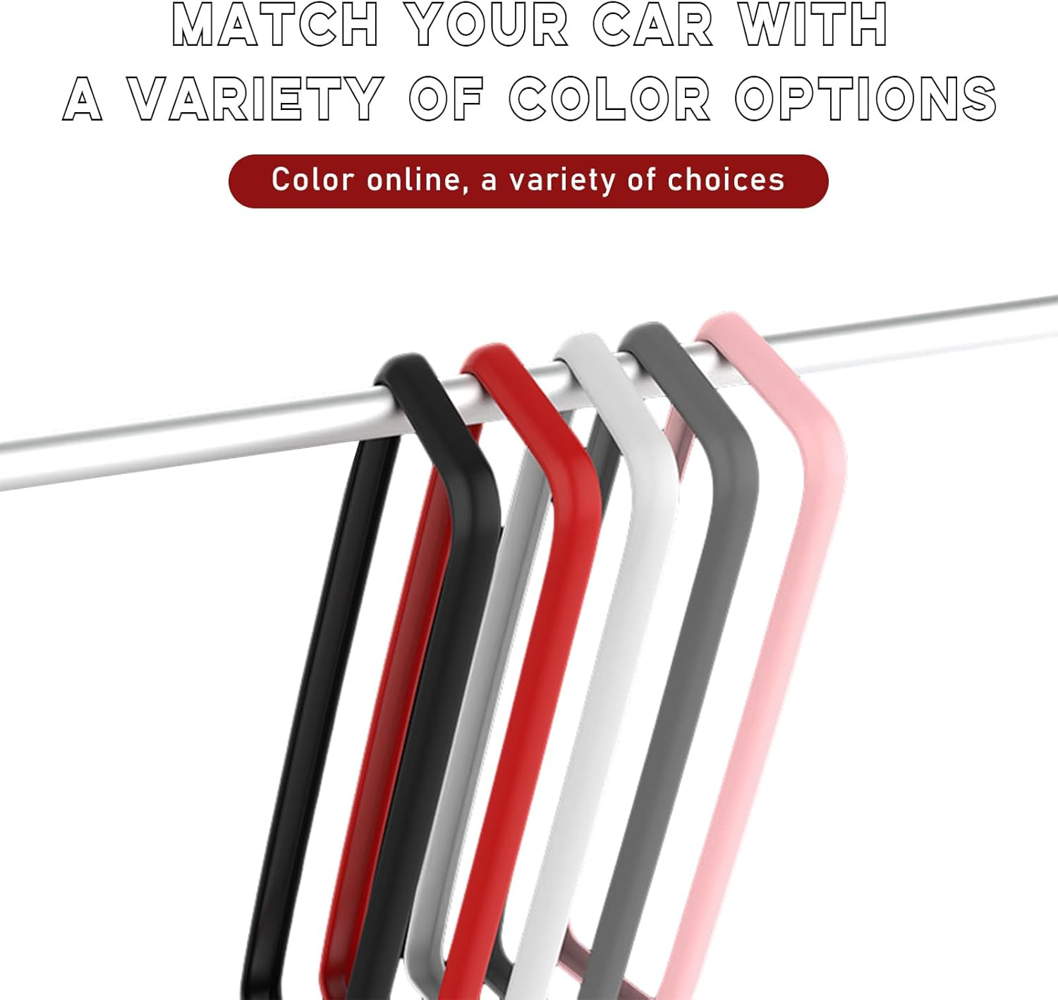 Ohleats Car Rear View Mirror Protector Frame, Silicone Auto Rearview Edge Protection Cover Compatible with Model 3 Model Y, Interior Rear View Trim Frame Decoration, Car Accessories (Pink)