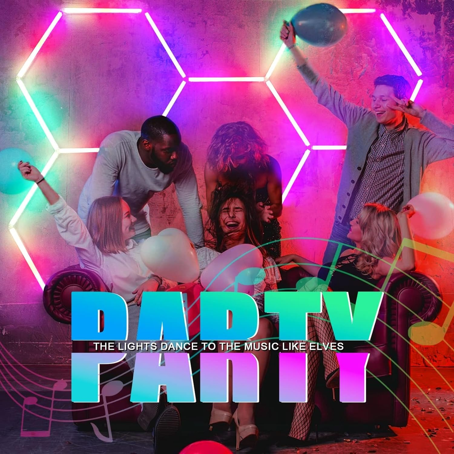 Partsable RGB Hexagon Lights - Garage LED, Lighting with Music Mode, 358 Kinds of Changes, Honeycomb LED for Gym Bar Gaming Room Garage Lighting Basement Decor(5 PCS) image number 2