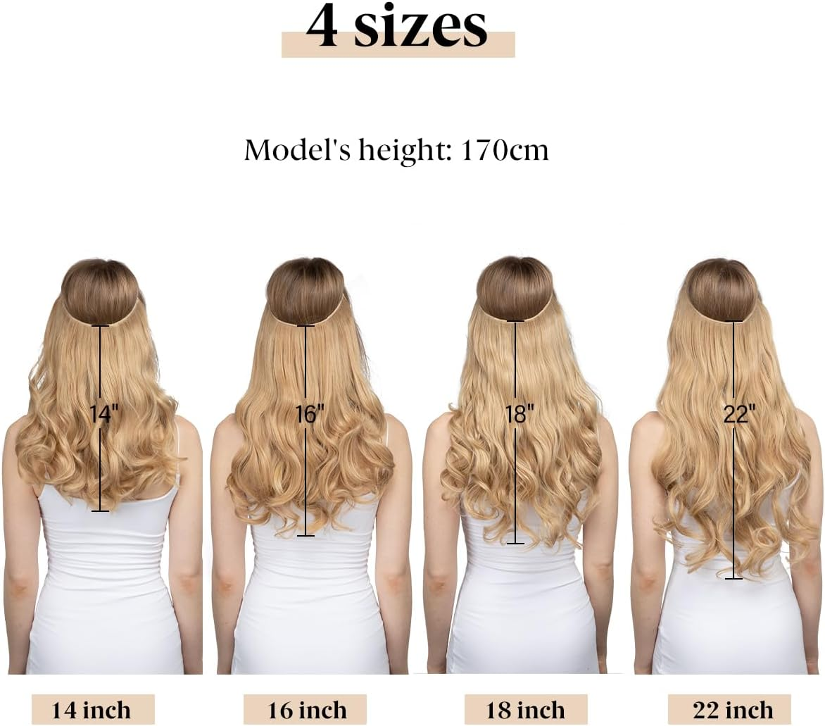 SARLA Short 14" Dark Brown Halo Hair Extension Secret Wire Hidden Hair Wavy 4.3Oz Synthetic Wavy Curly Natural Hairpieces Hair Piece (M04, 6# Dark Brown) image number 6