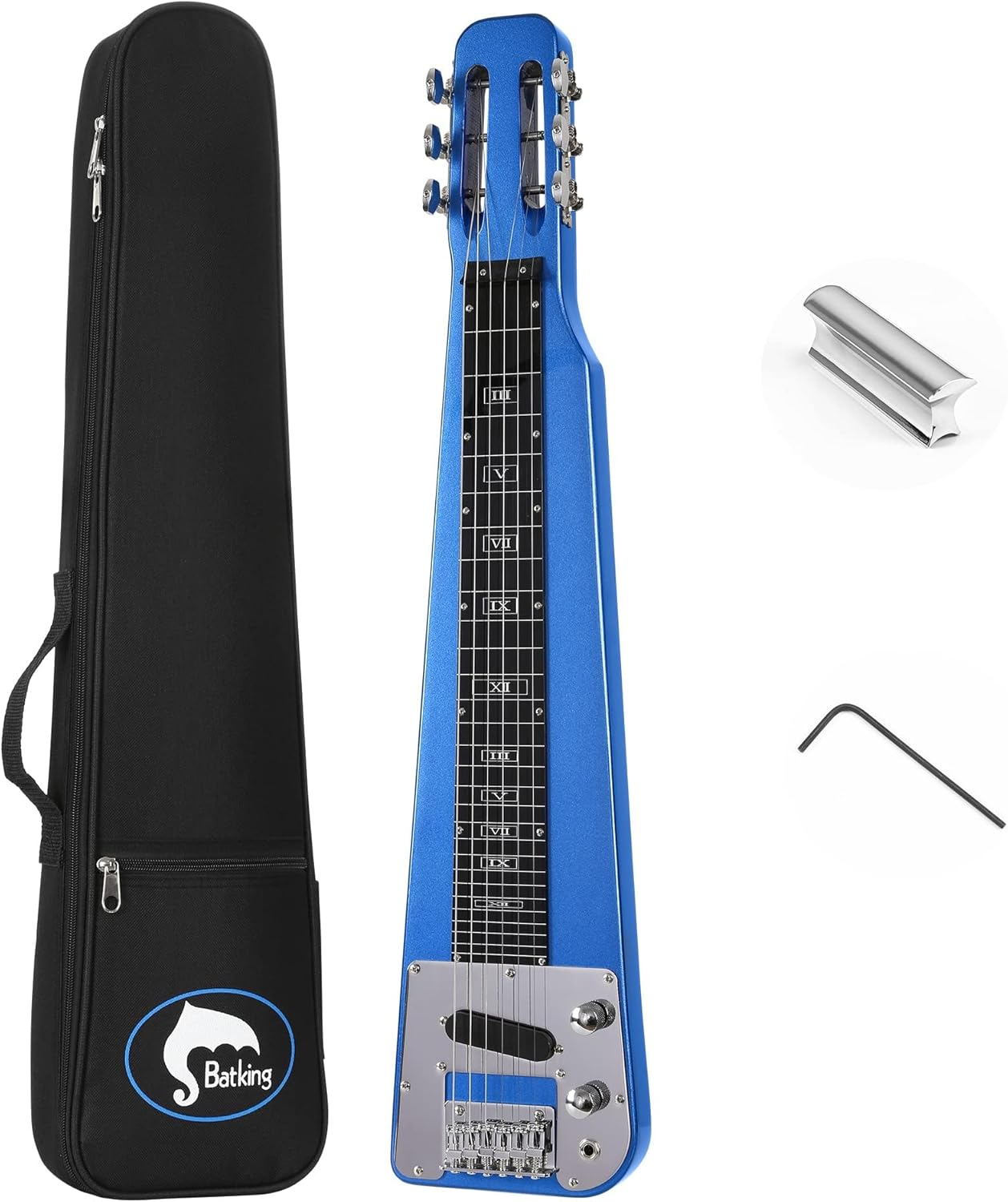Batking Lap Steel Guitar 6 String Slotted Head Stock Electric Slide Guitars with Gigbag Sunbrust